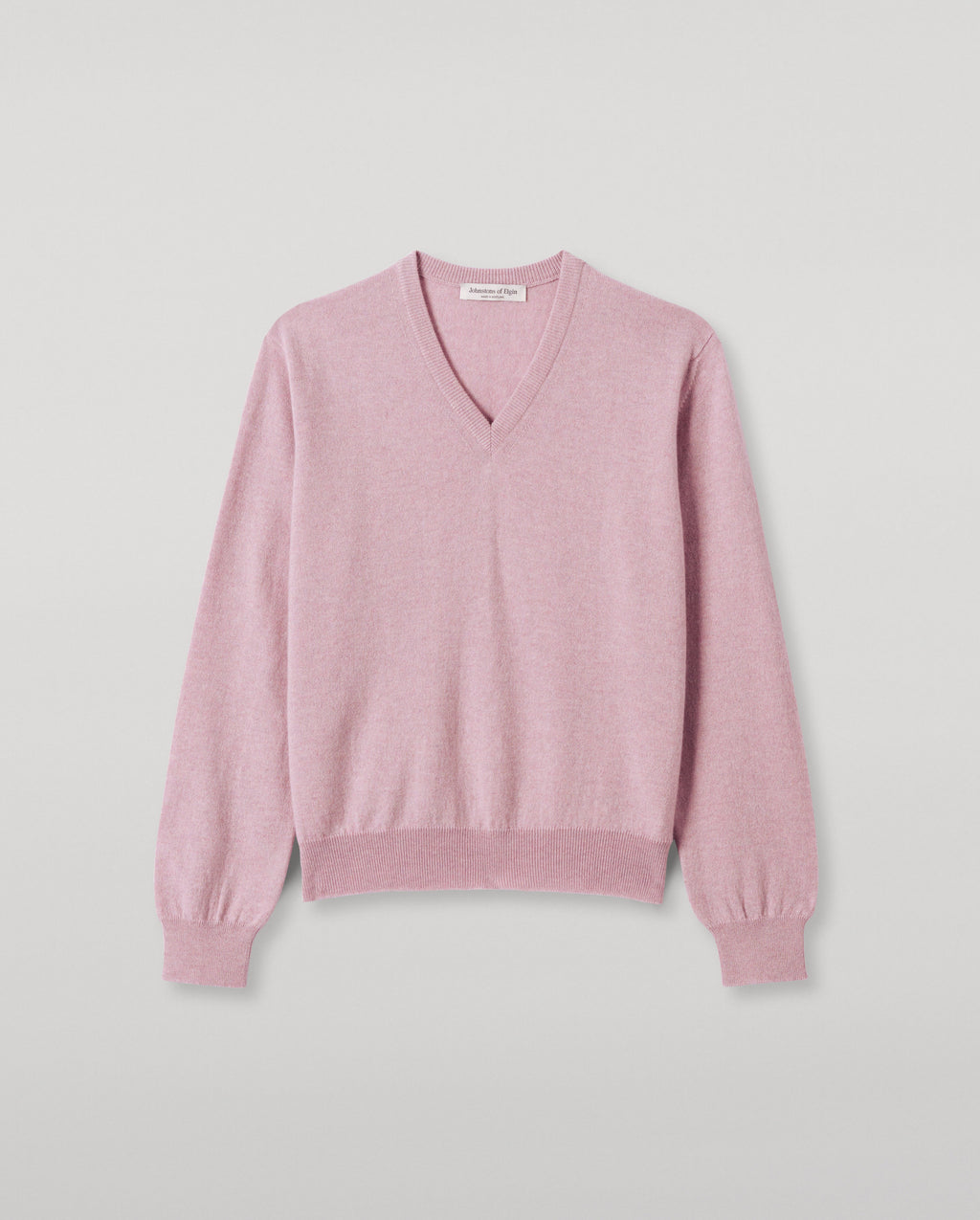 Johnstons of Elgin - Lunan Light Pink Classic V Neck Jumper