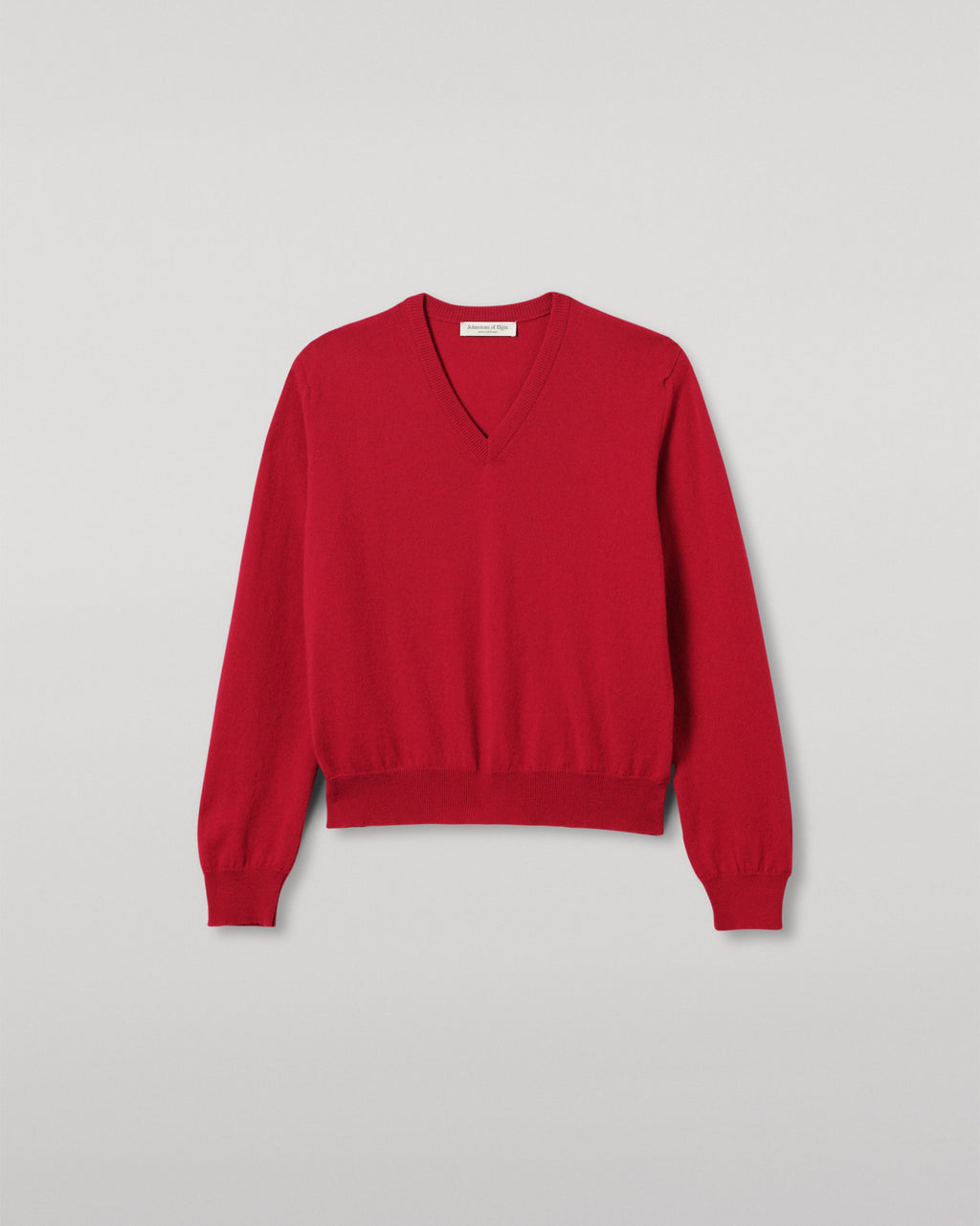 Johnstons of Elgin - Lunan Red Classic Cashmere V Neck Jumper