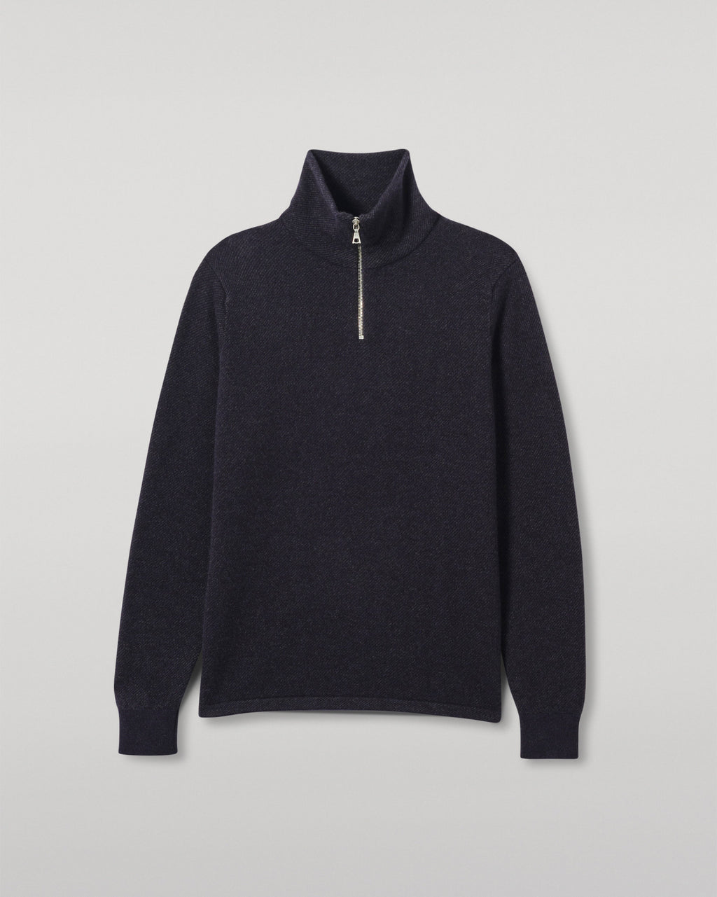 Johnstons of Elgin - Tweel Navy & Grey Cashmere Half Zip Jumper