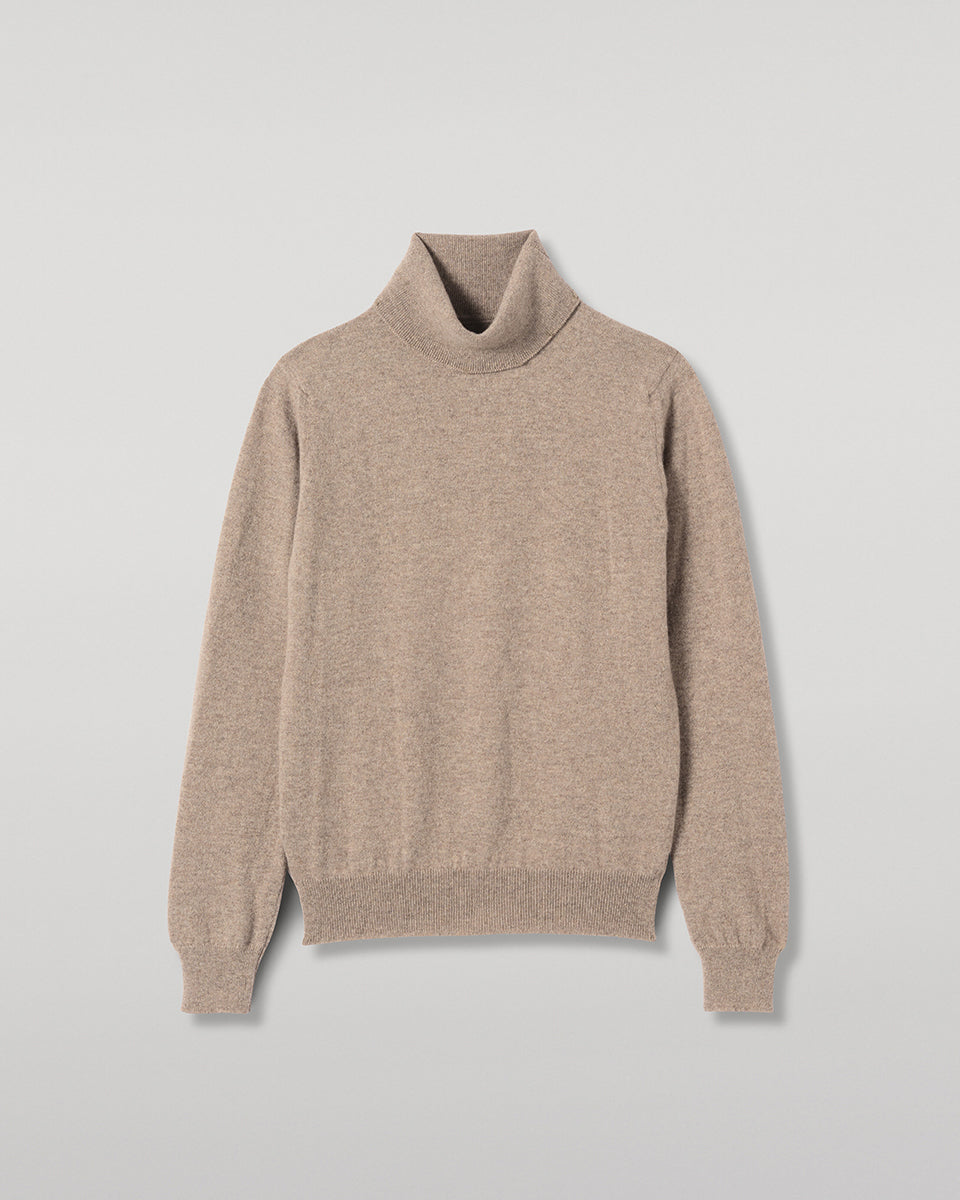 Johnstons of Elgin - Iris Classic Light Brown Roll Neck Cashmere Jumper