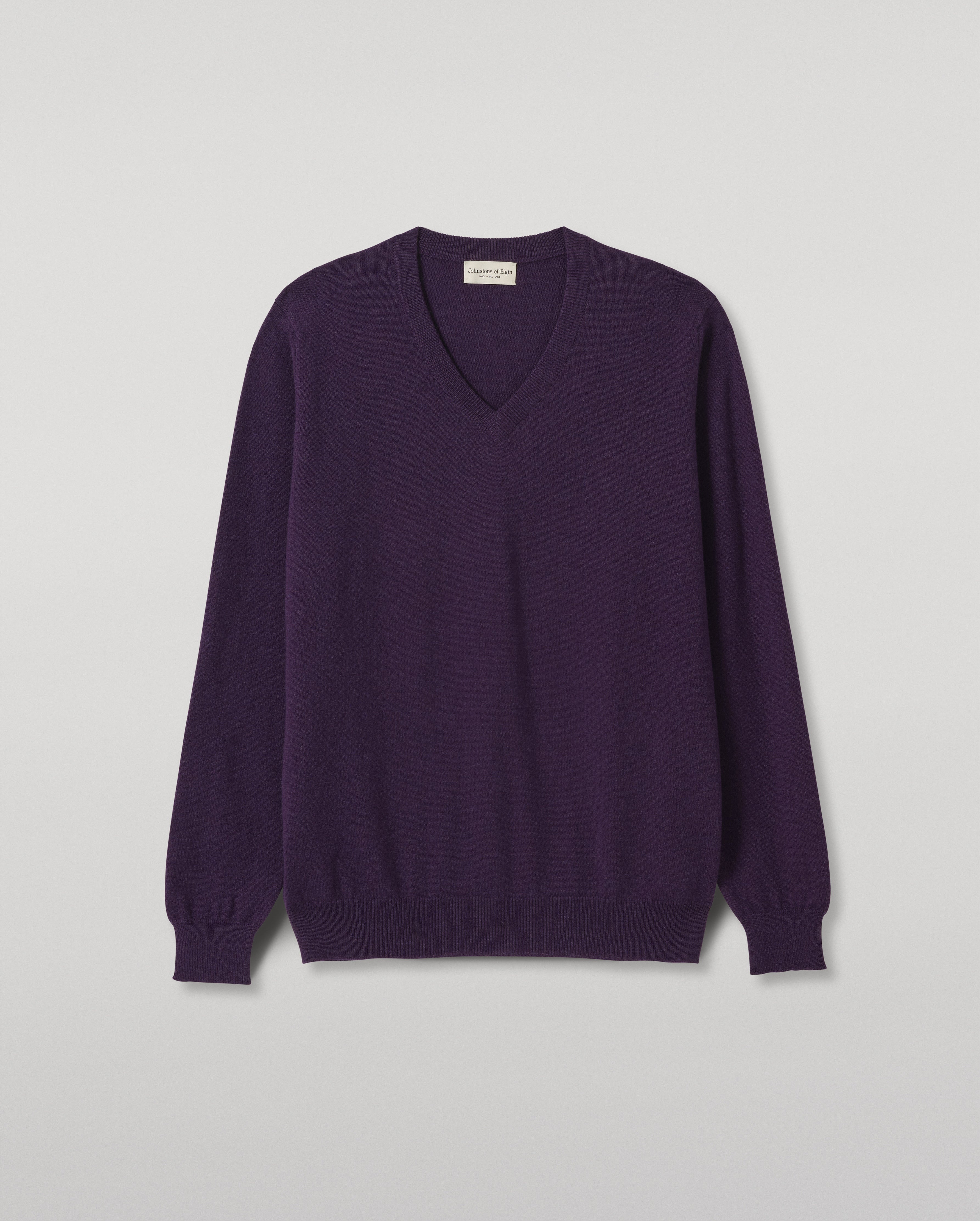 Johnstons of Elgin - Reuben Purple Cashmere Crew Jumper