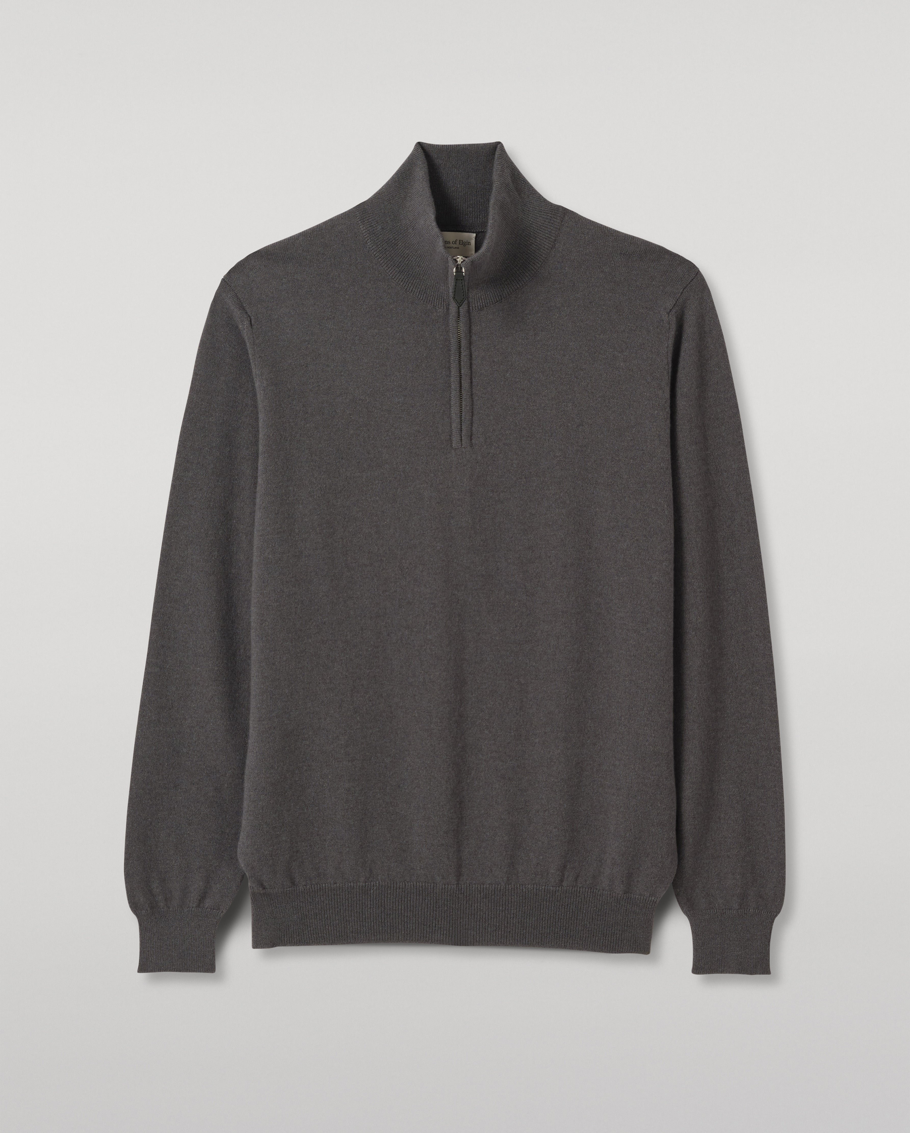 Johnstons of Elgin - Reuben Grey Cashmere Zip Neck Jumper