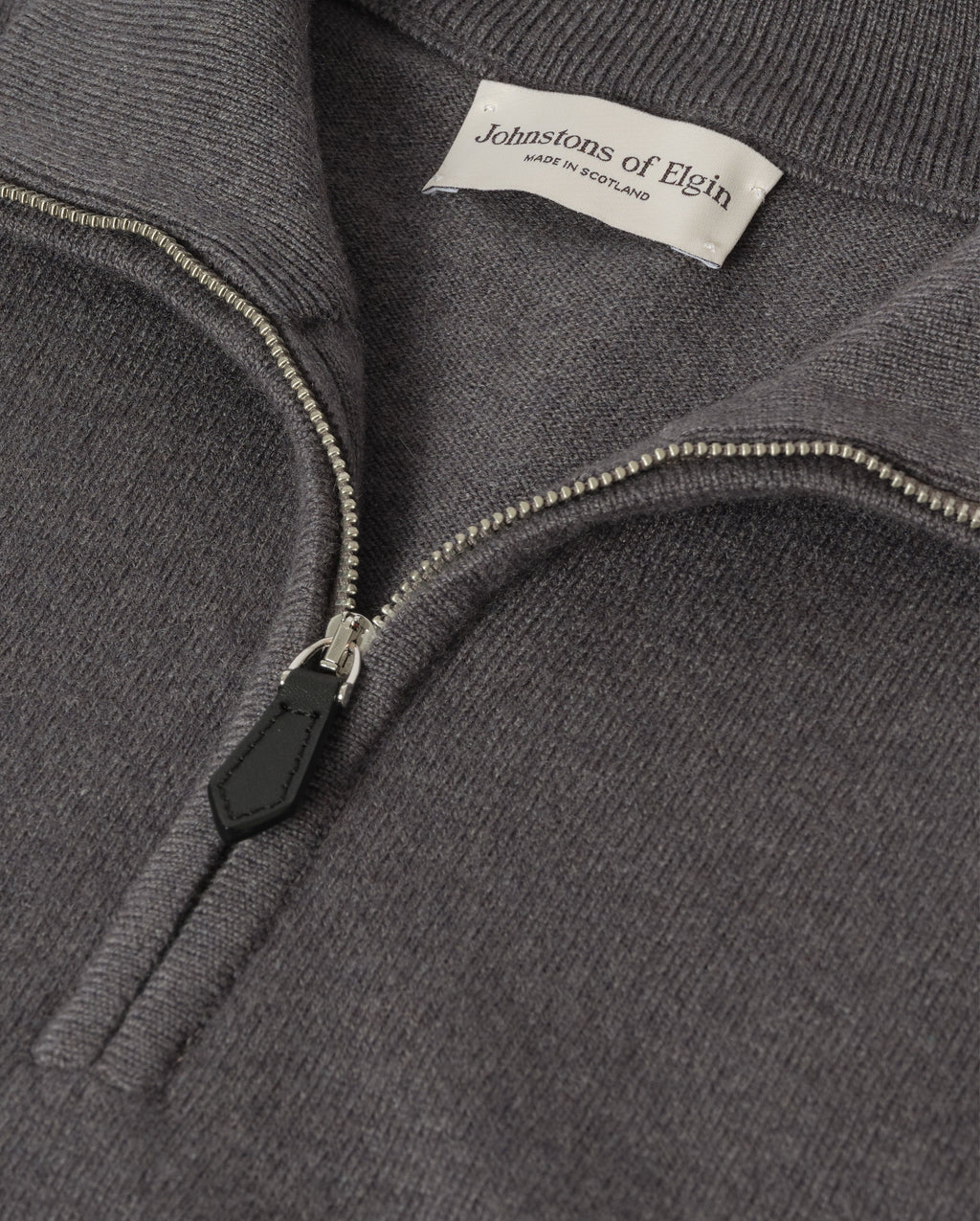 Johnstons of Elgin - Reuben Grey Cashmere Zip Neck Jumper