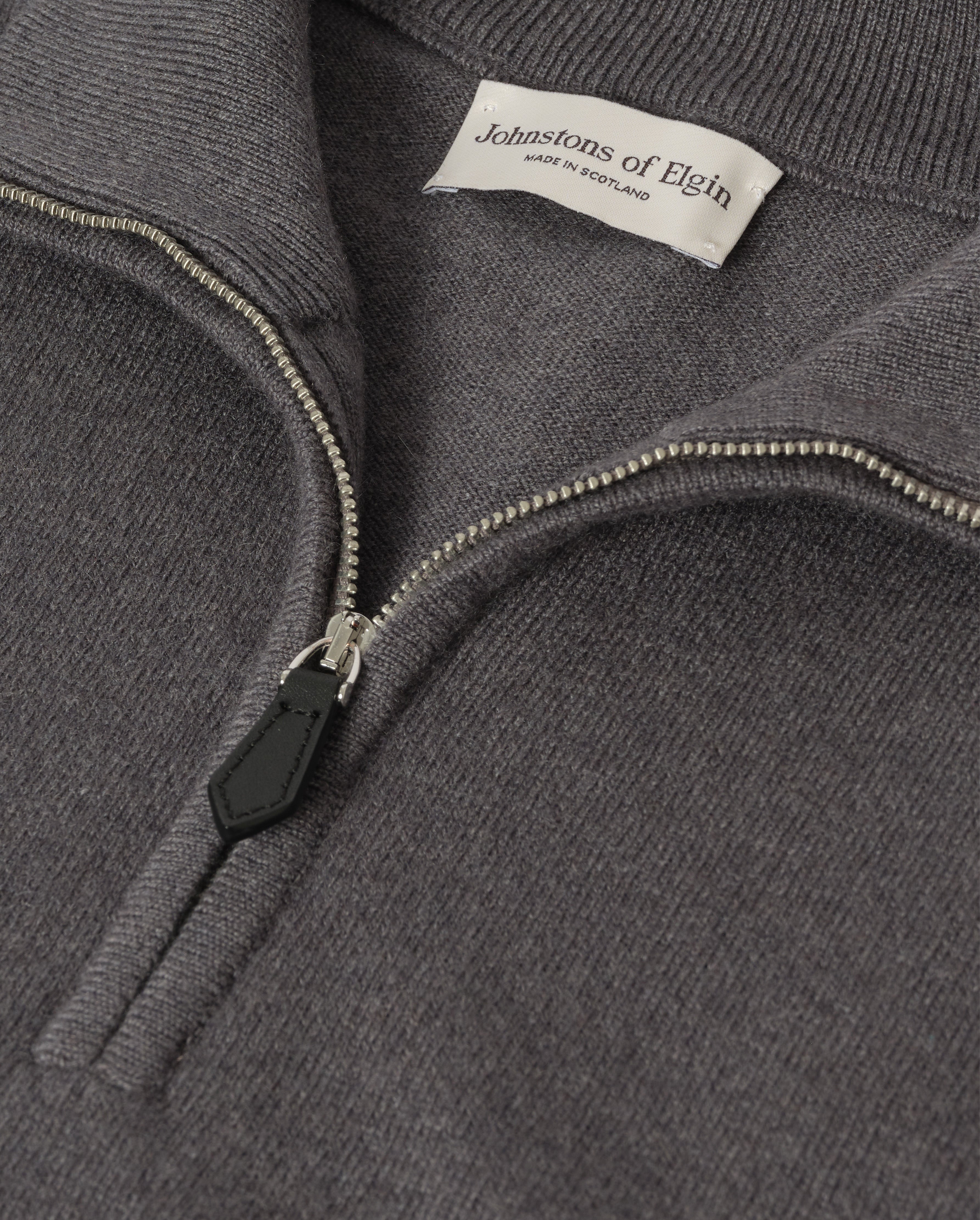 Johnstons of Elgin - Reuben Grey Cashmere Zip Neck Jumper