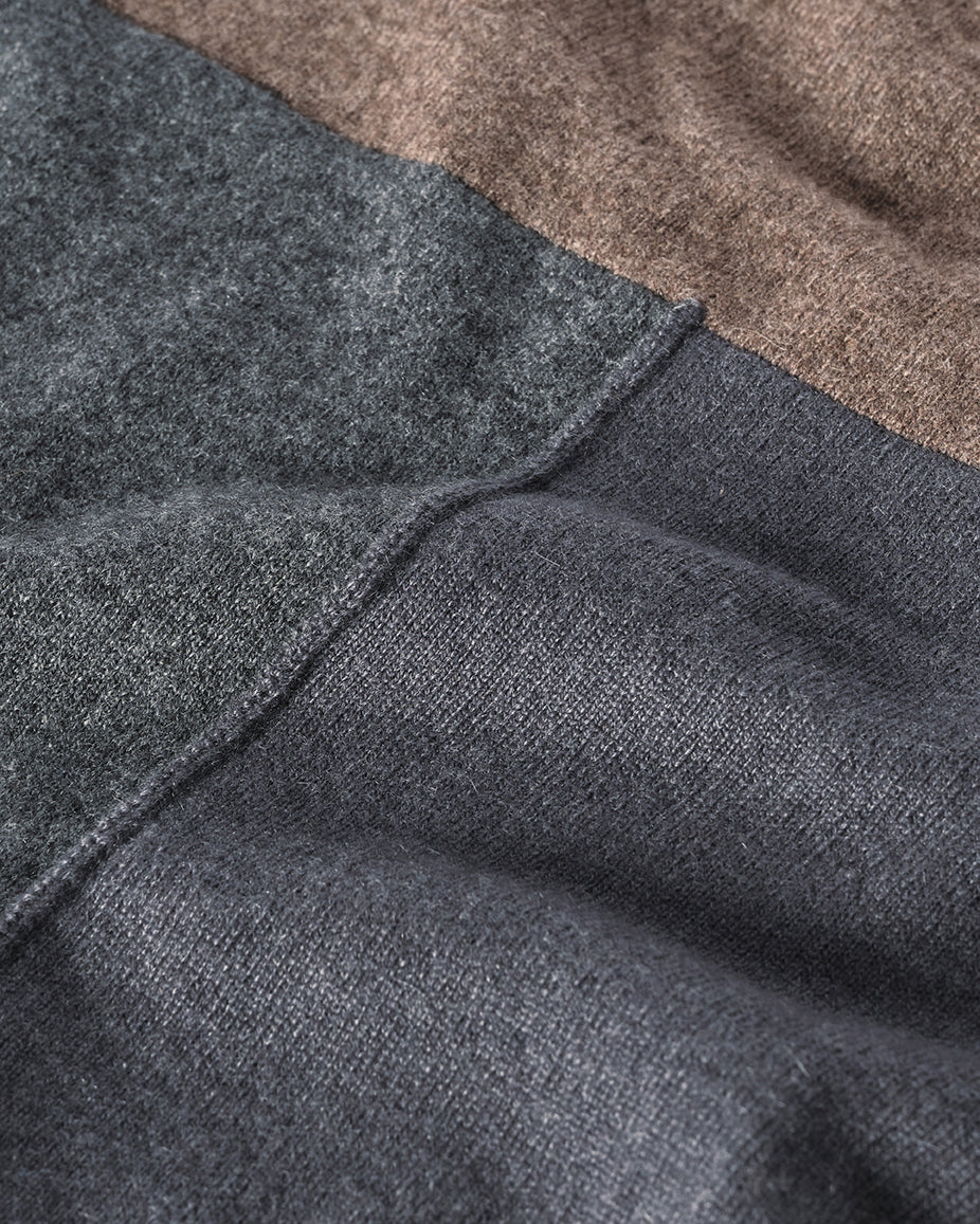 Johnstons of Elgin - Jessie Back Split Brown Colour Block Cashmere Jumper