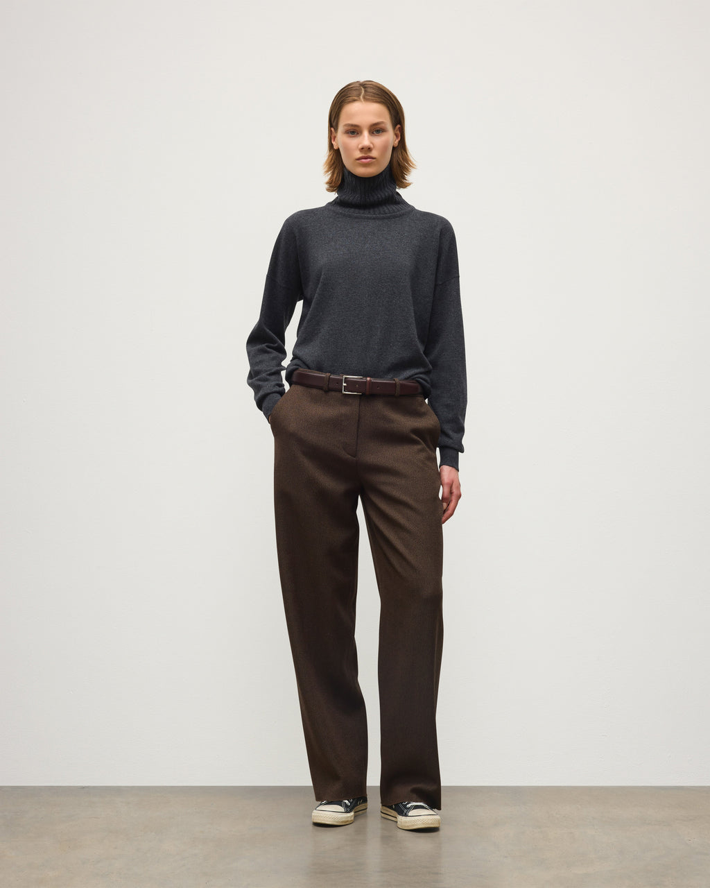Johnstons of Elgin - Jessie Roll Neck Charcoal Cashmere Jumper