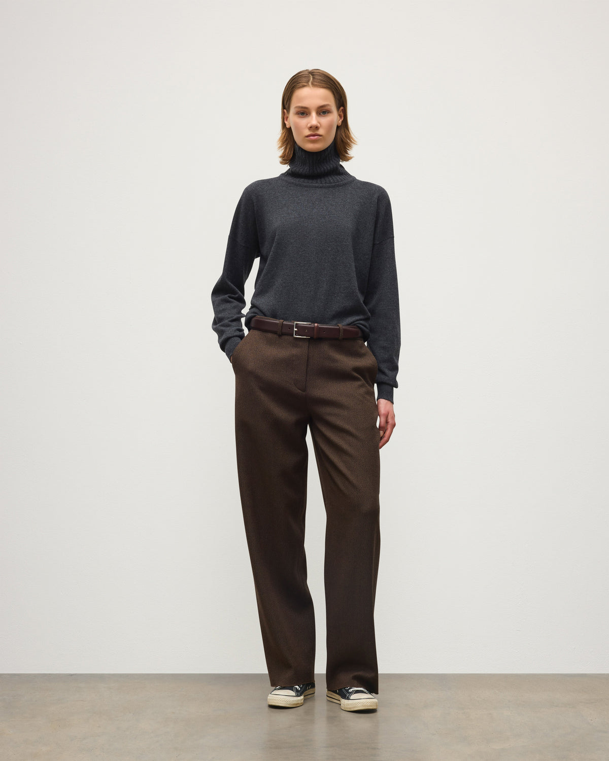 Johnstons of Elgin - Jessie Roll Neck Charcoal Cashmere Jumper