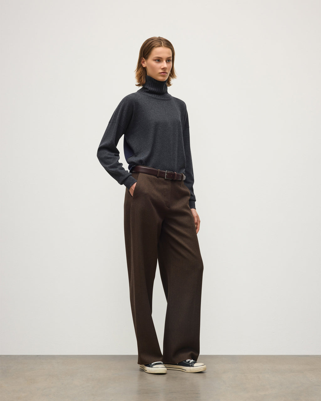 Johnstons of Elgin - Jessie Roll Neck Charcoal Cashmere Jumper