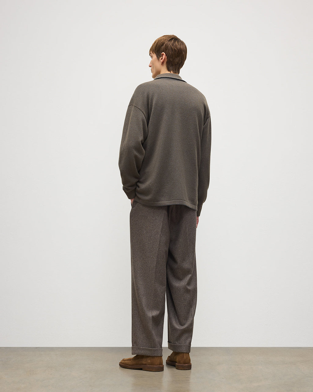 Johnstons of Elgin - Tweel Grey & Green Cashmere Shirt