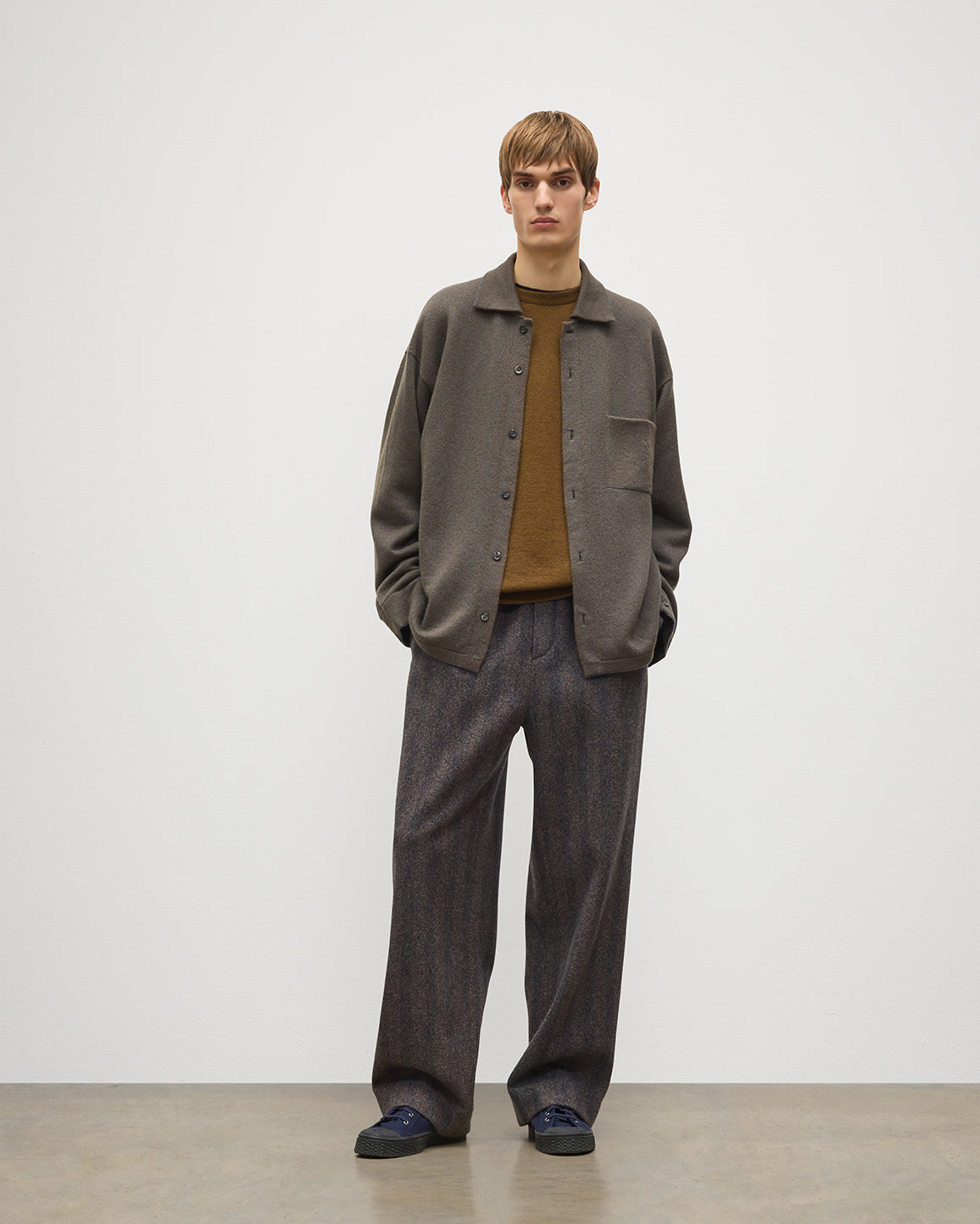 Johnstons of Elgin - Tweel Brown Cashmere Shirt