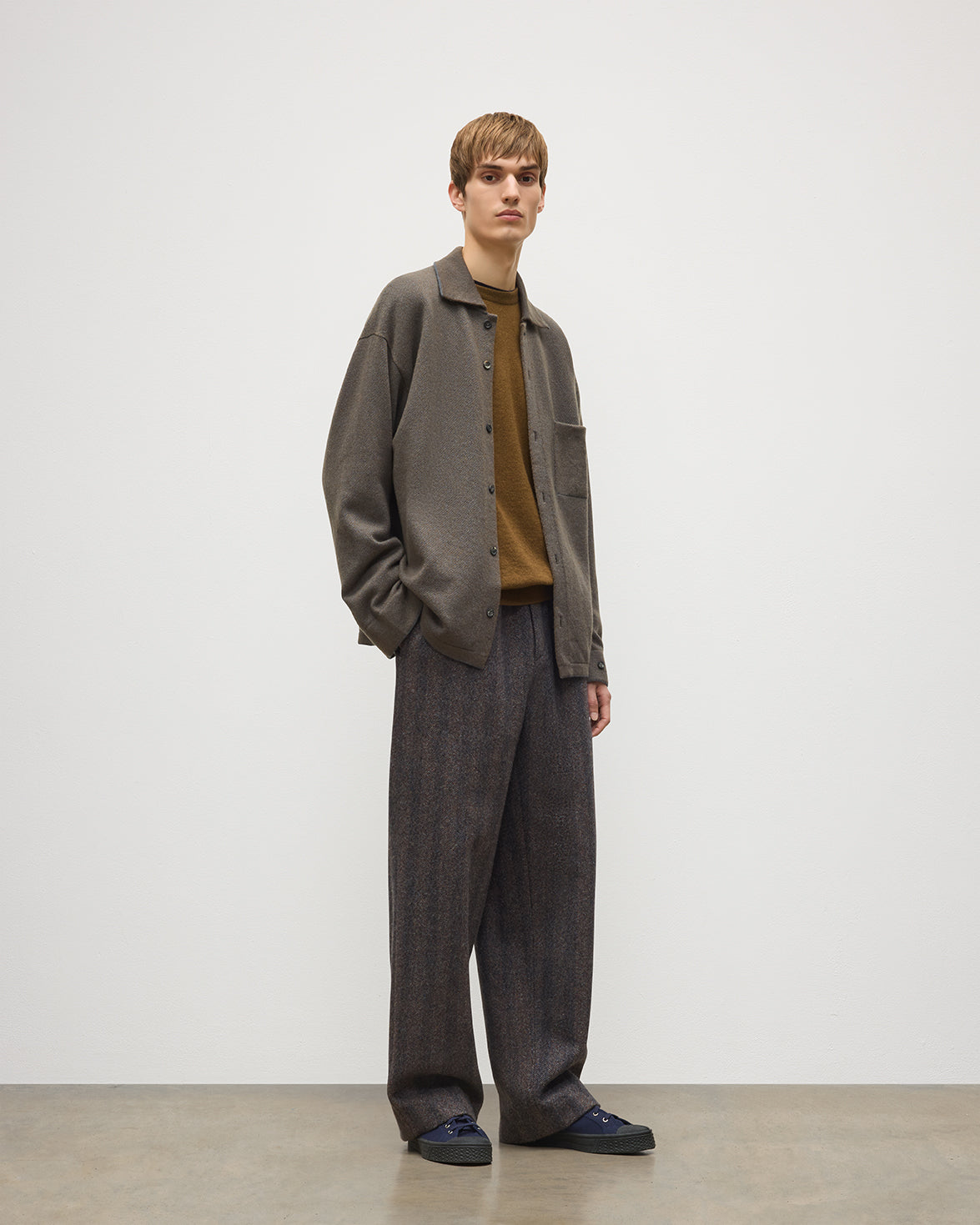 Johnstons of Elgin - Tweel Brown Cashmere Shirt