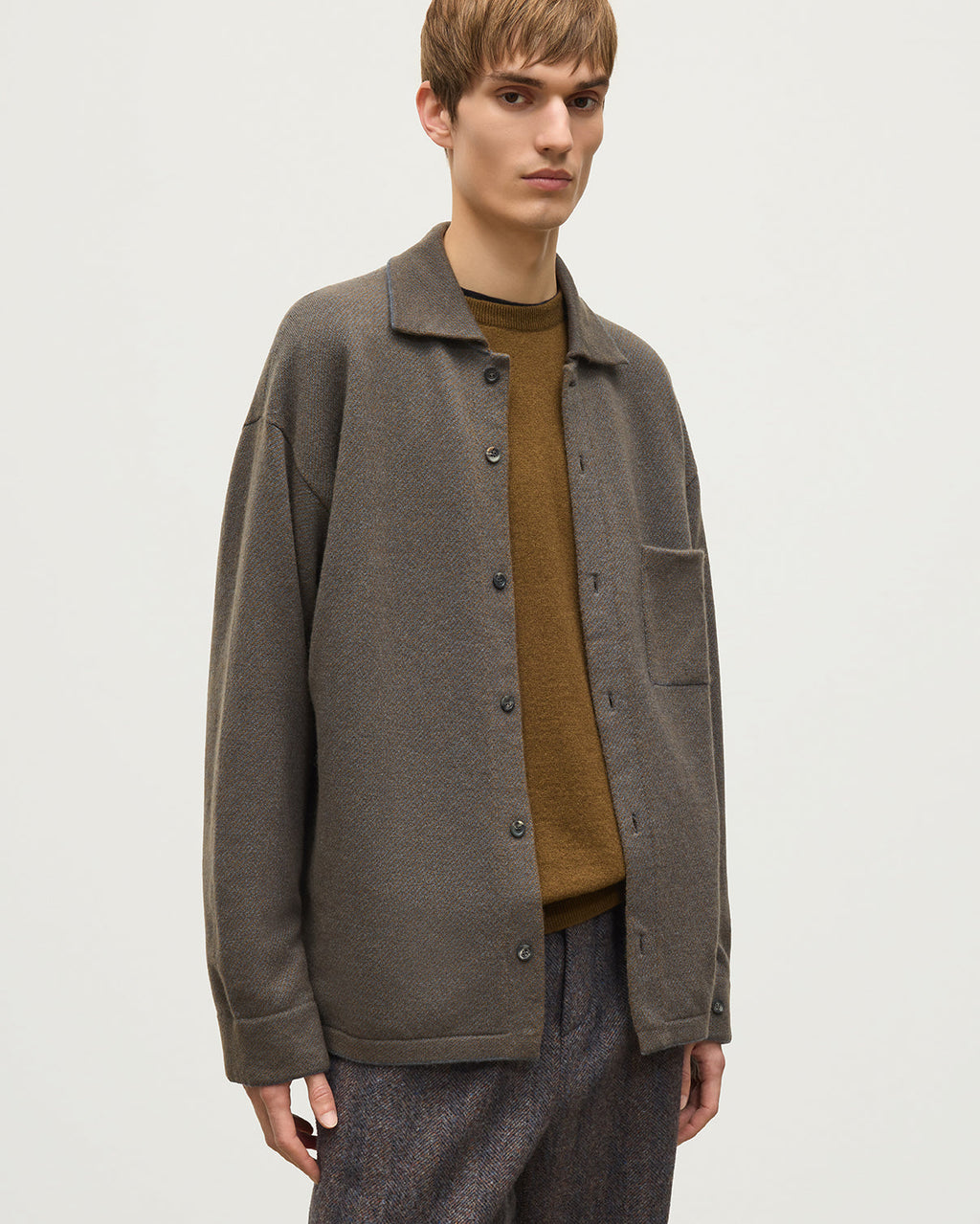 Johnstons of Elgin - Tweel Brown Cashmere Shirt