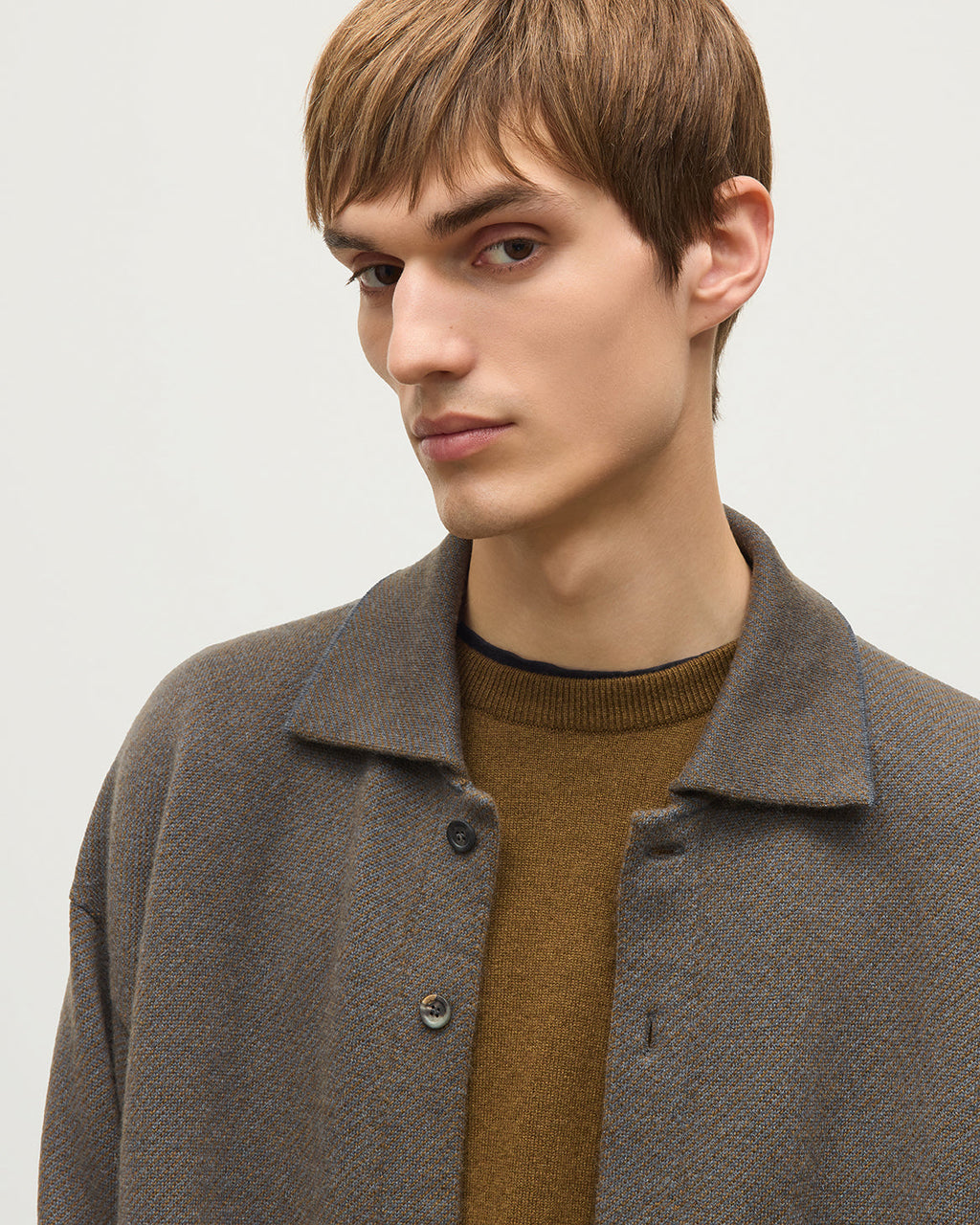Johnstons of Elgin - Tweel Brown Cashmere Shirt
