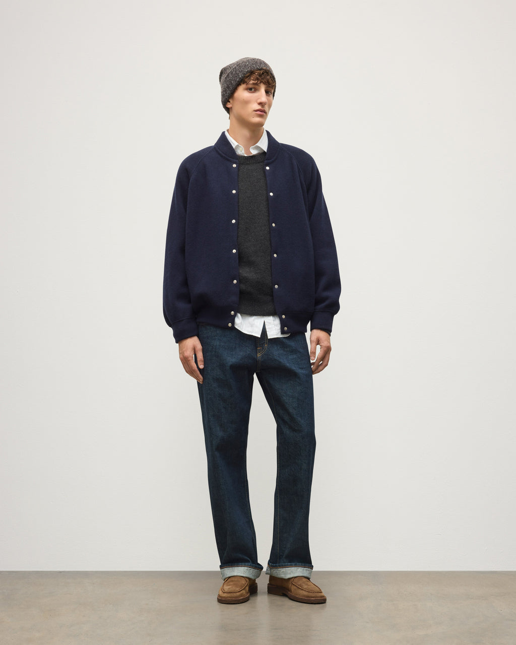 Johnstons of Elgin - Keppie Dark Navy Cashmere Bomber Jacket
