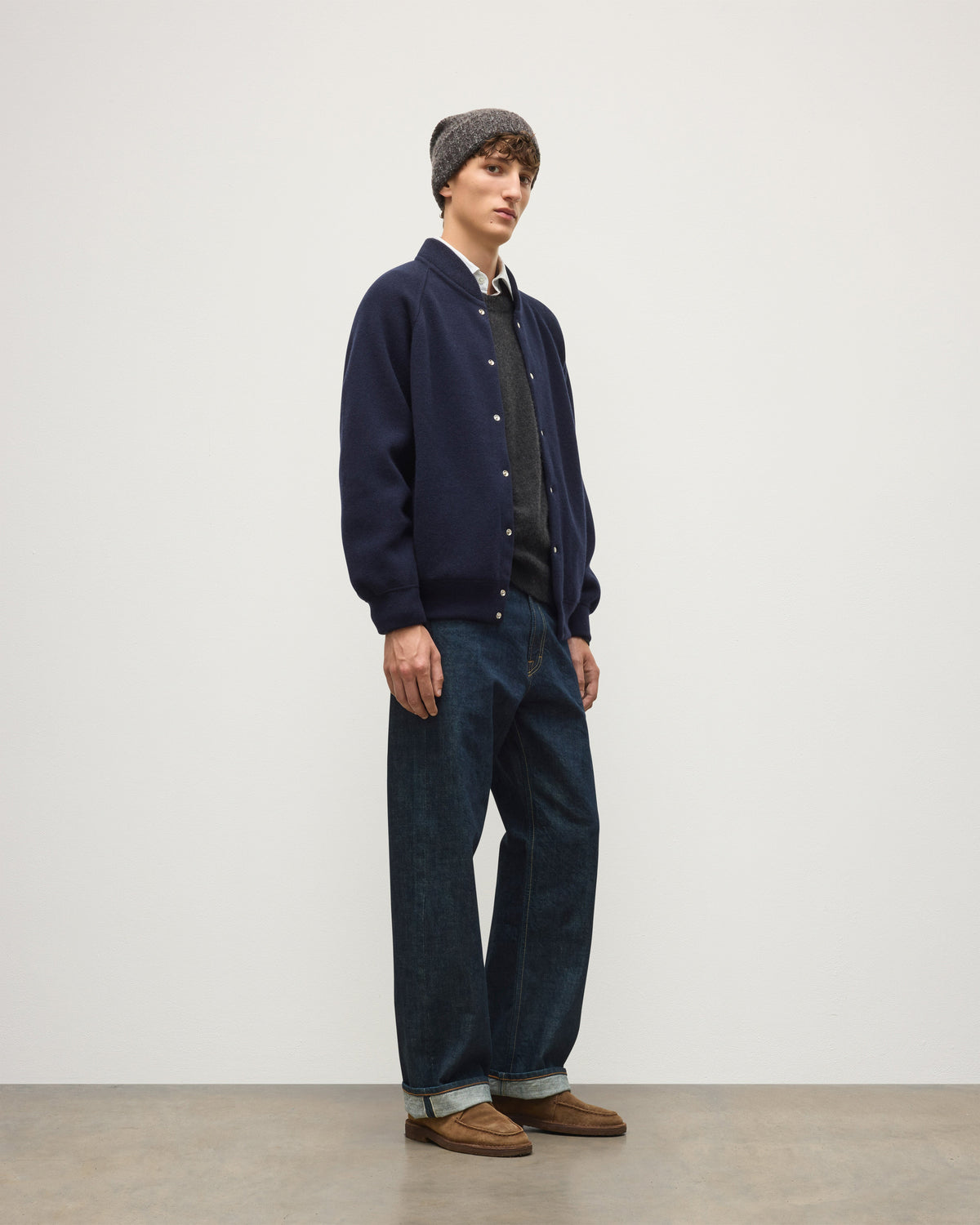 Johnstons of Elgin - Keppie Dark Navy Cashmere Bomber Jacket