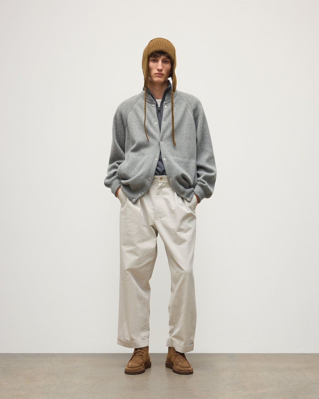 Johnstons of Elgin - Keppie Grey Cashmere Bomber Jacket