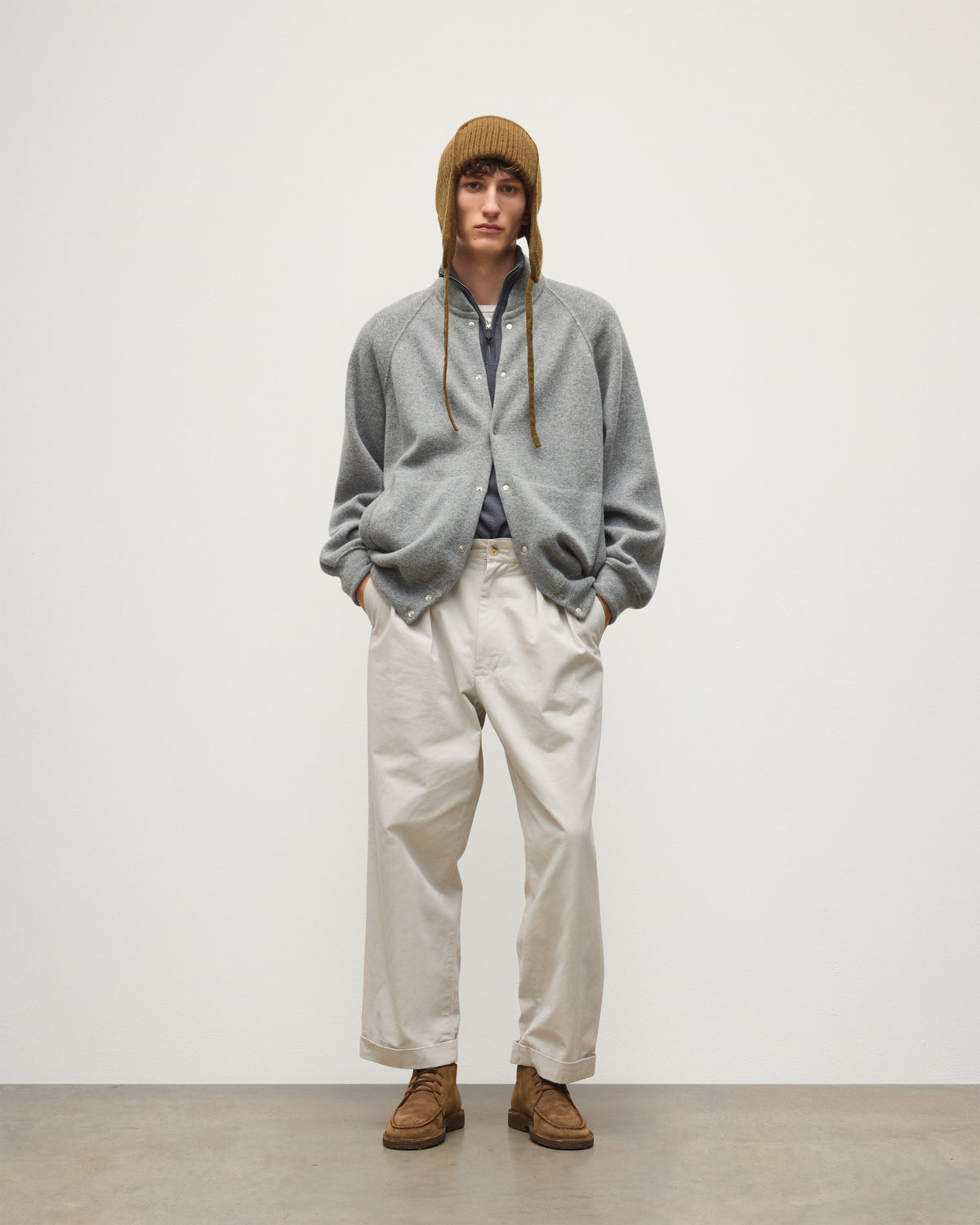 Johnstons of Elgin - Keppie Grey Cashmere Bomber Jacket