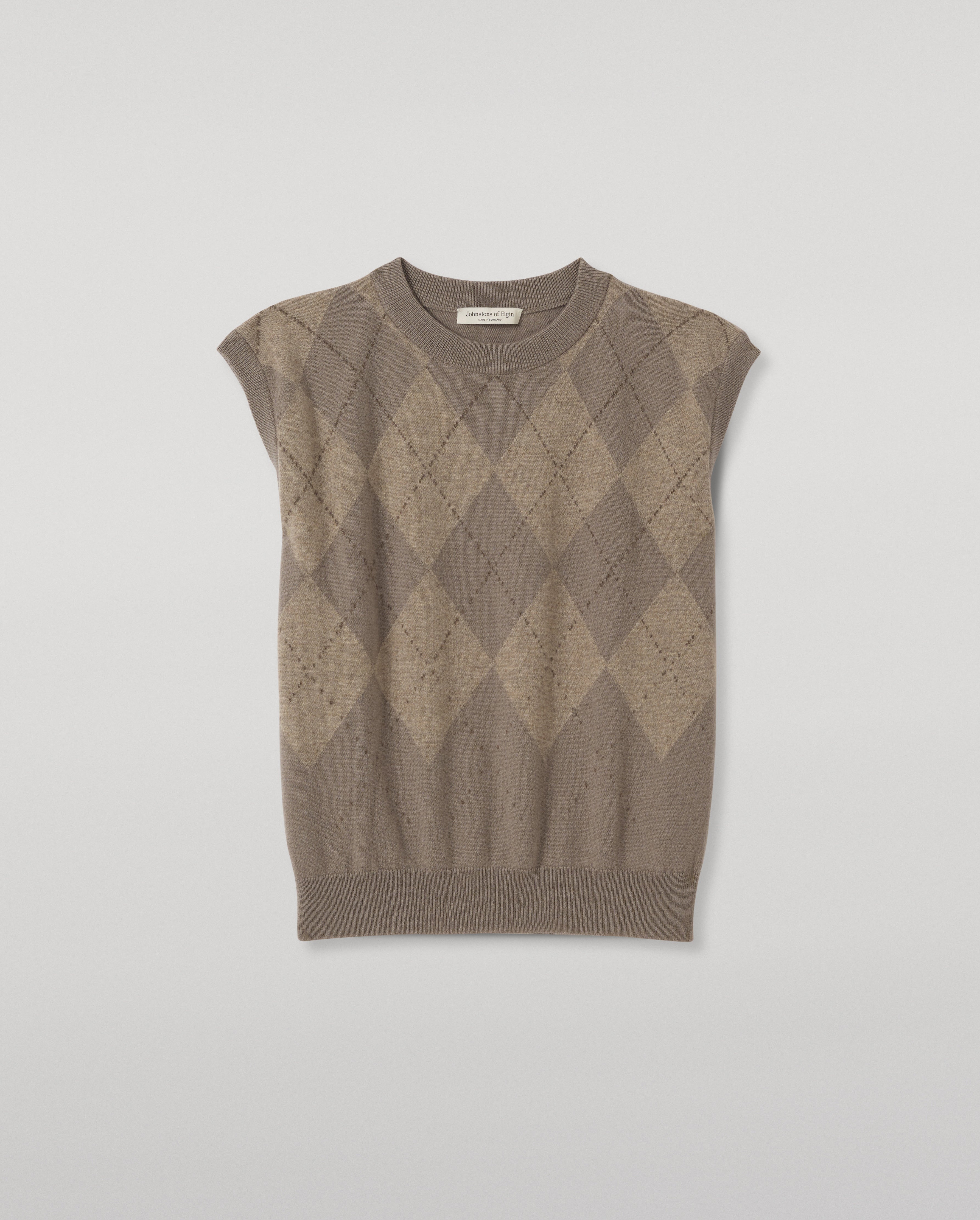 Johnstons of Elgin - Clan Grey Argyle Cashmere Tank