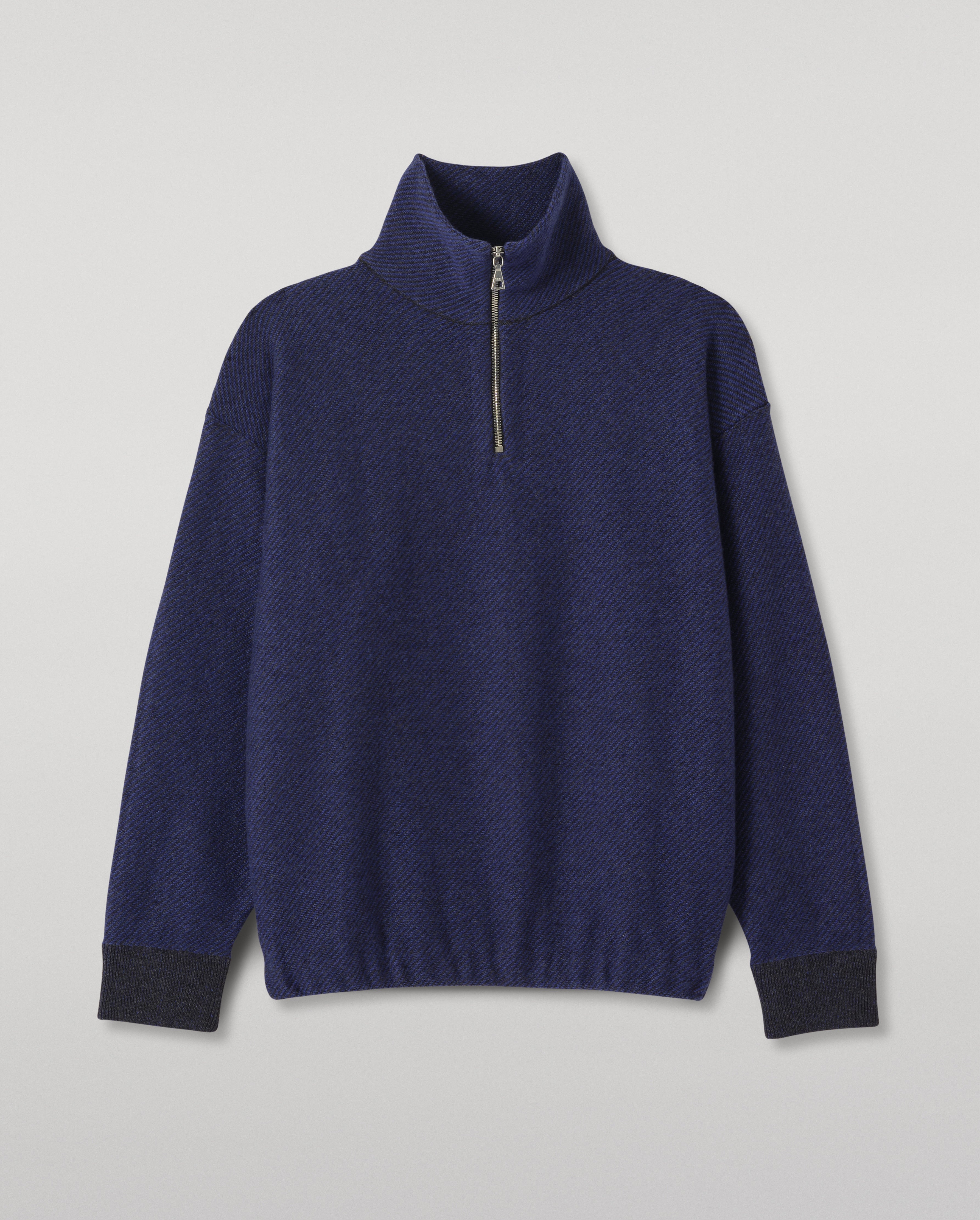 Johnstons of Elgin - Reel Blue Cashmere Half Zip Jumper