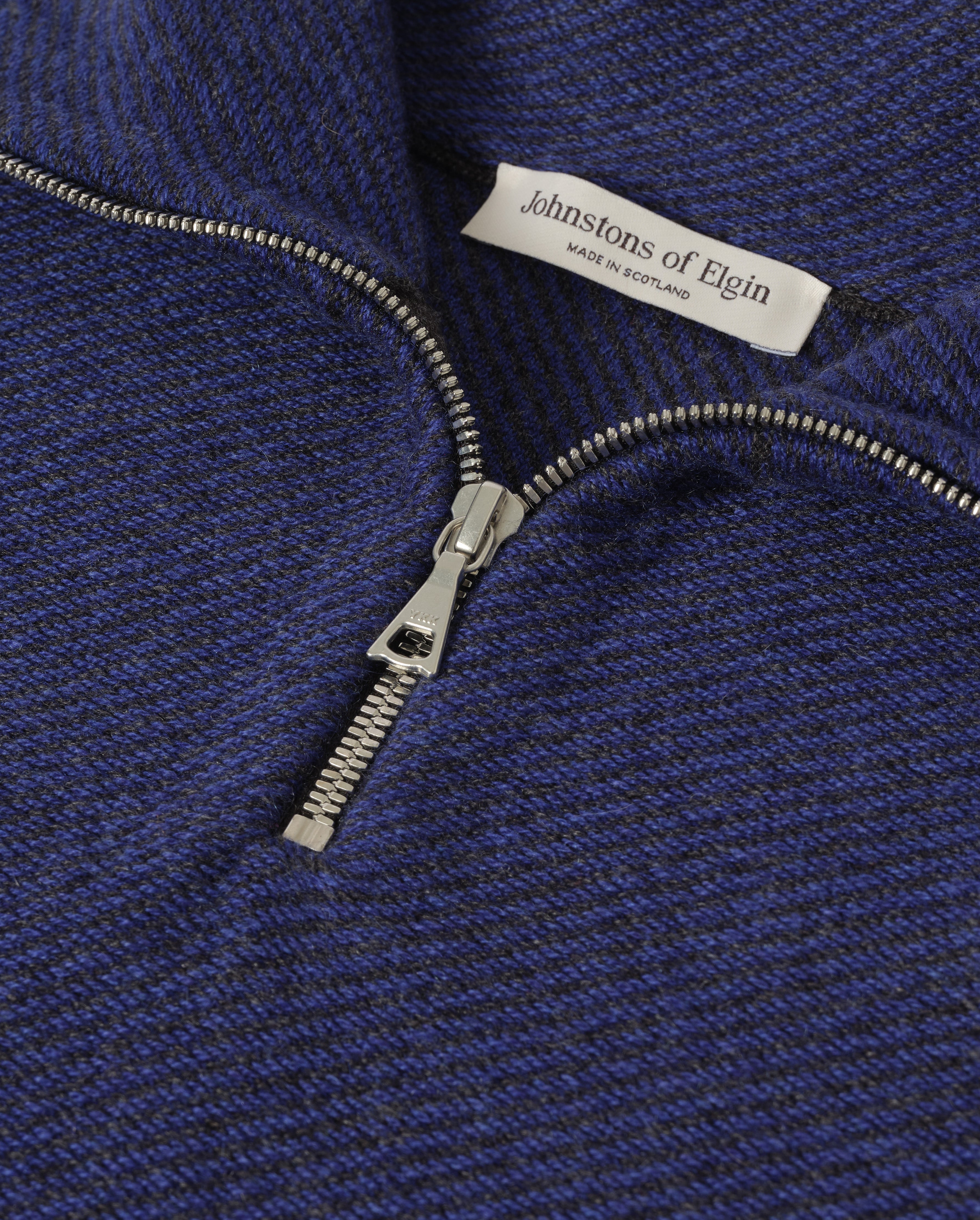 Johnstons of Elgin - Reel Blue Cashmere Half Zip Jumper