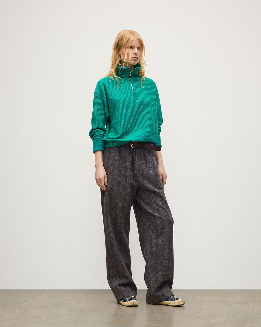 Johnstons of Elgin - Reel Green Cashmere Half Zip Jumper