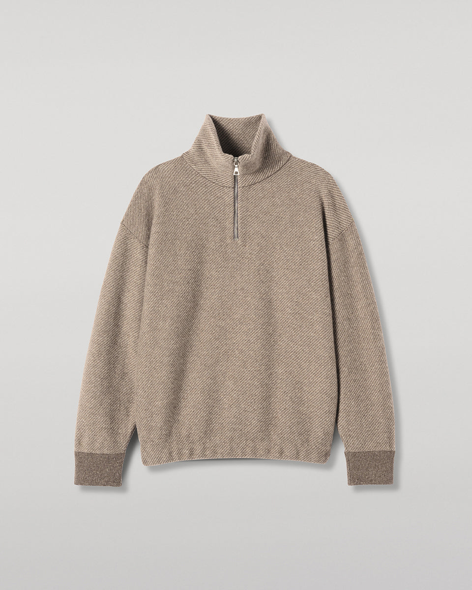 Johnstons of Elgin - Reel Brown Cashmere Half Zip Jumper