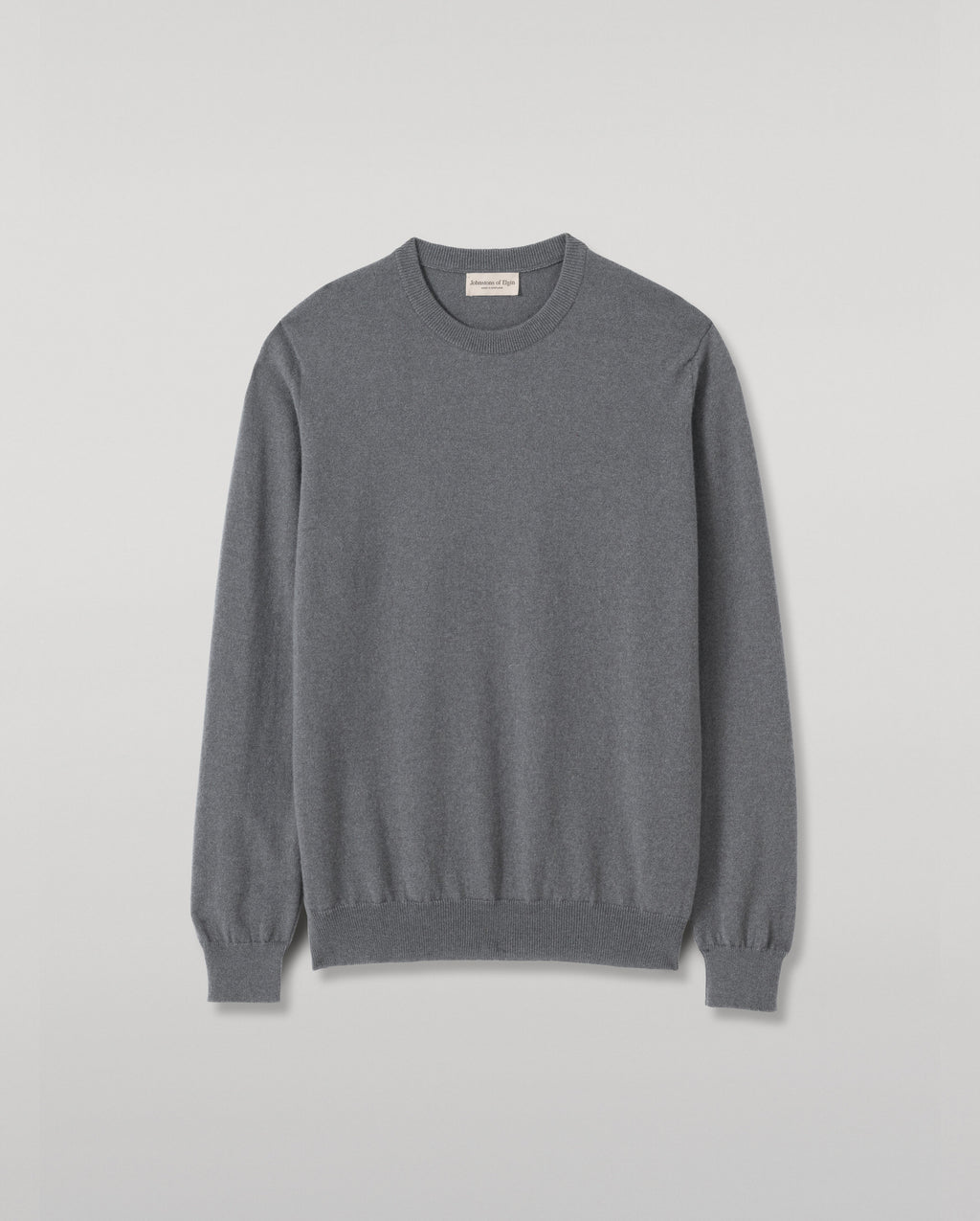 Johnstons of Elgin - Reuben Grey Cashmere Crew Jumper