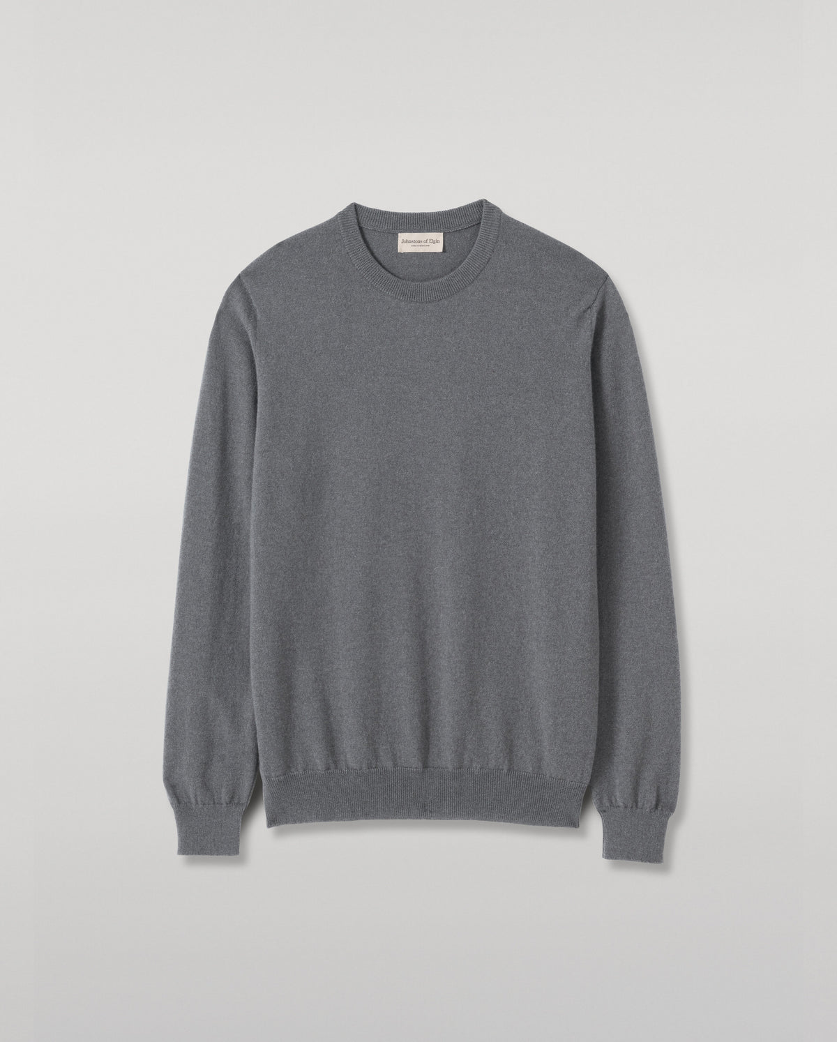 Johnstons of Elgin - Reuben Grey Cashmere Crew Jumper