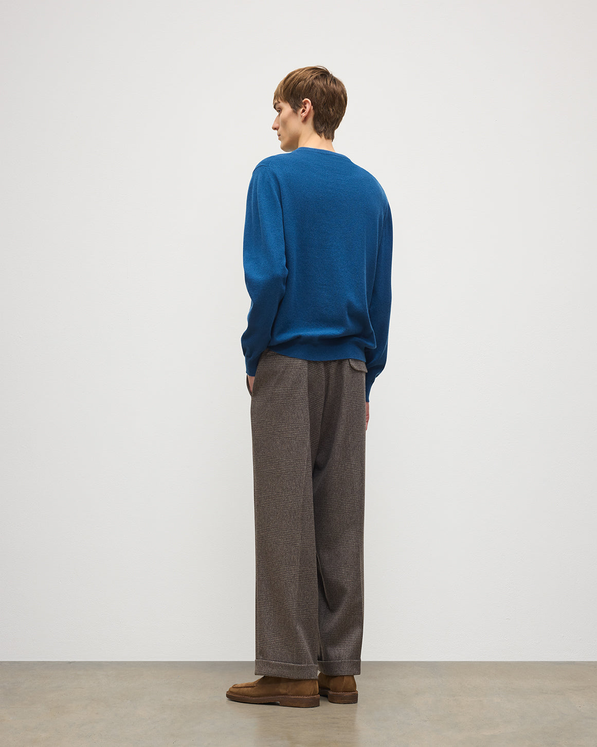 Johnstons of Elgin - Reuben Blue Cashmere Crew Jumper