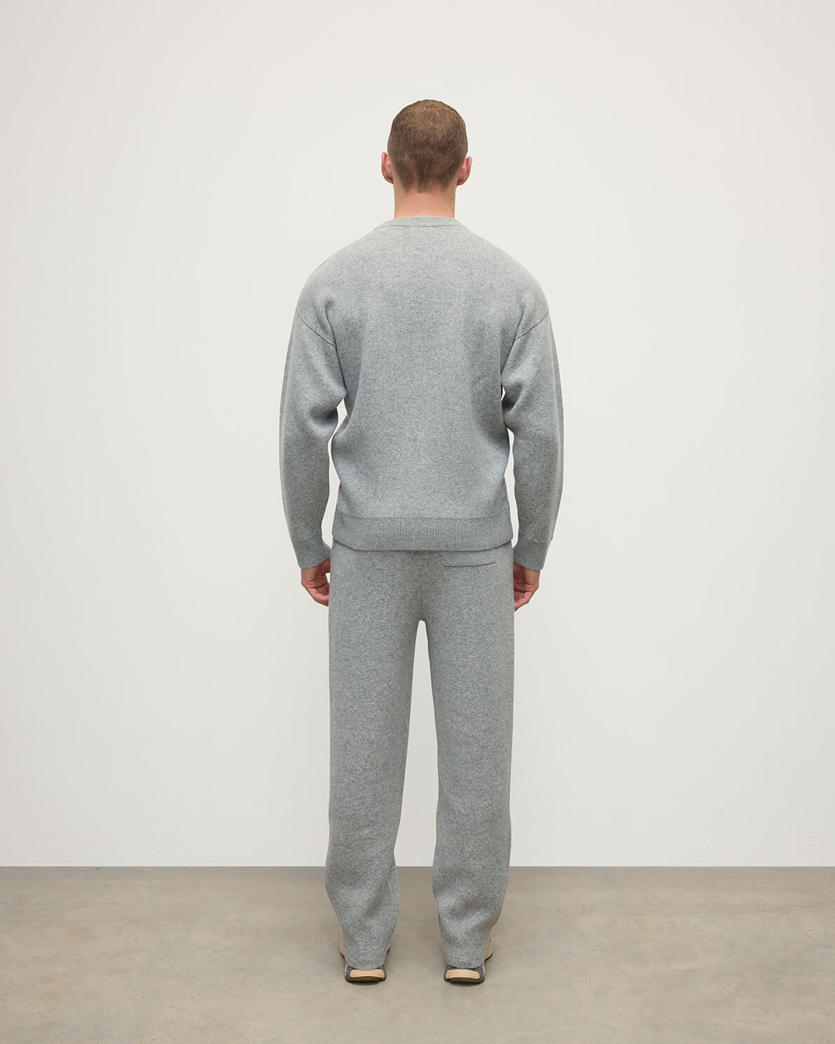 Johnstons of Elgin - Double Face Light Grey Tapered Joggers