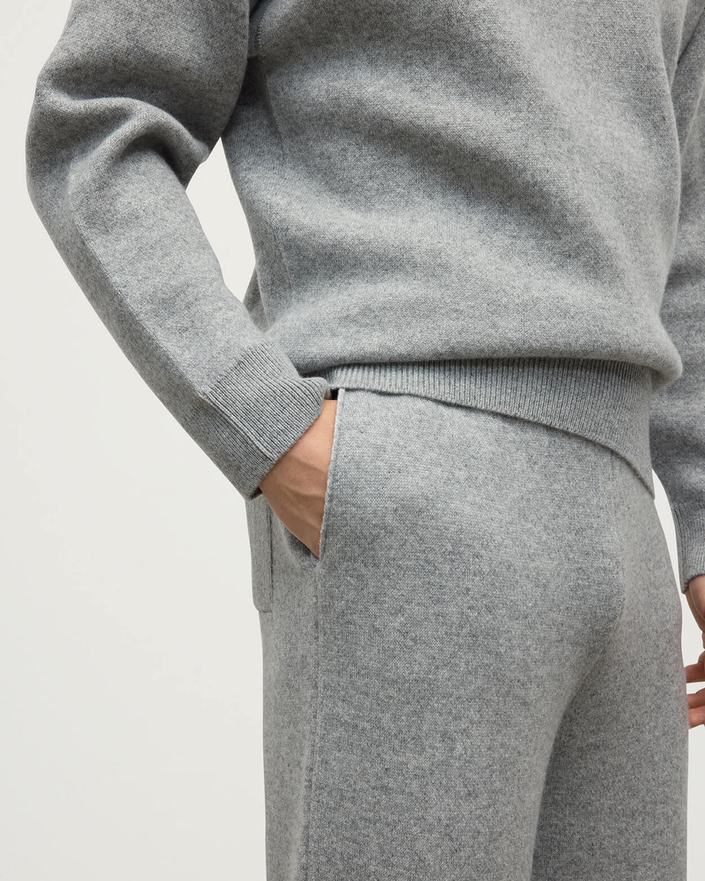 Johnstons of Elgin - Double Face Light Grey Tapered Joggers