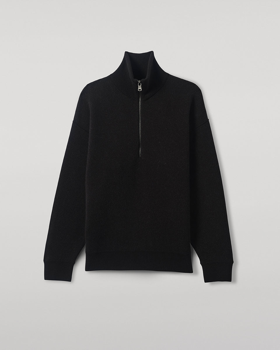 Johnstons of Elgin - Double Face Black Half Zip Jumper