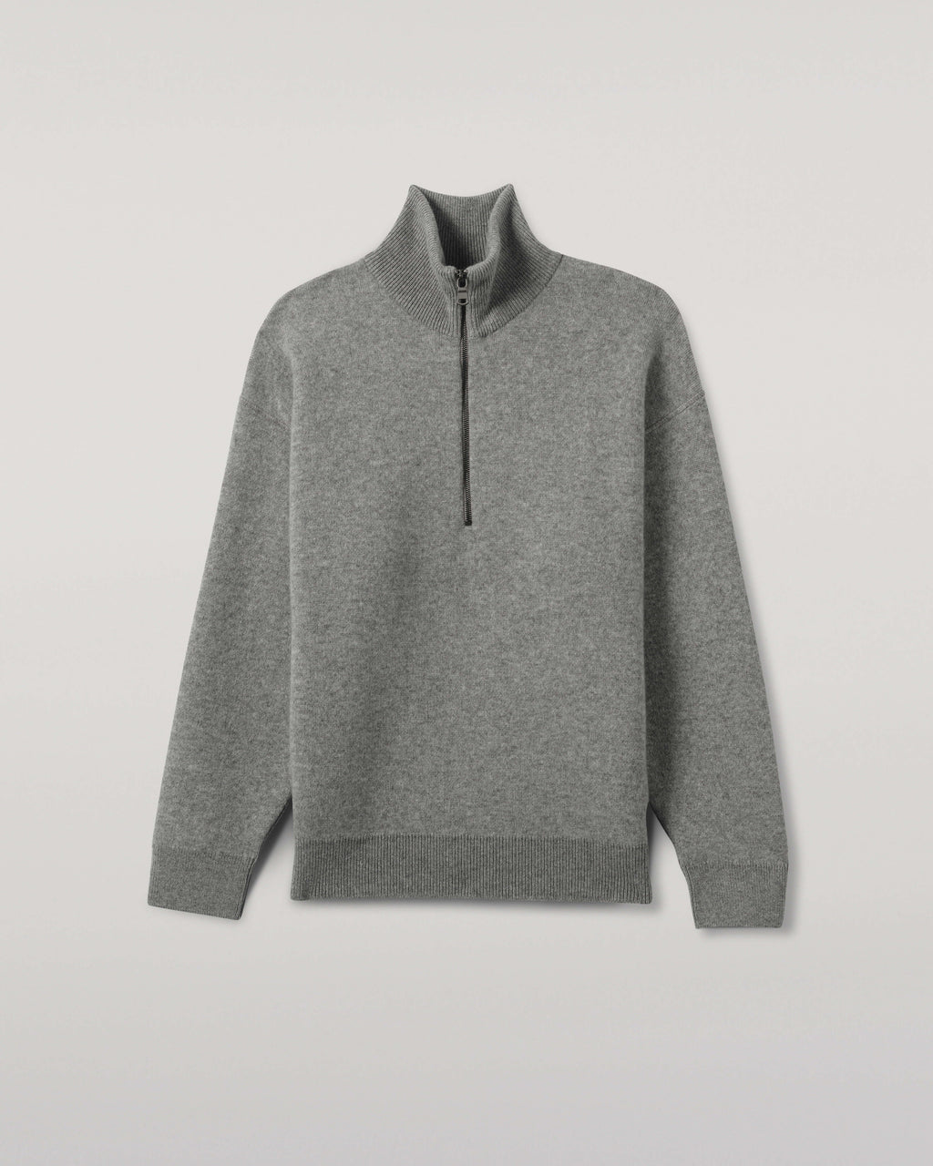 Johnstons of Elgin - Double Face Light Grey Half Zip Jumper