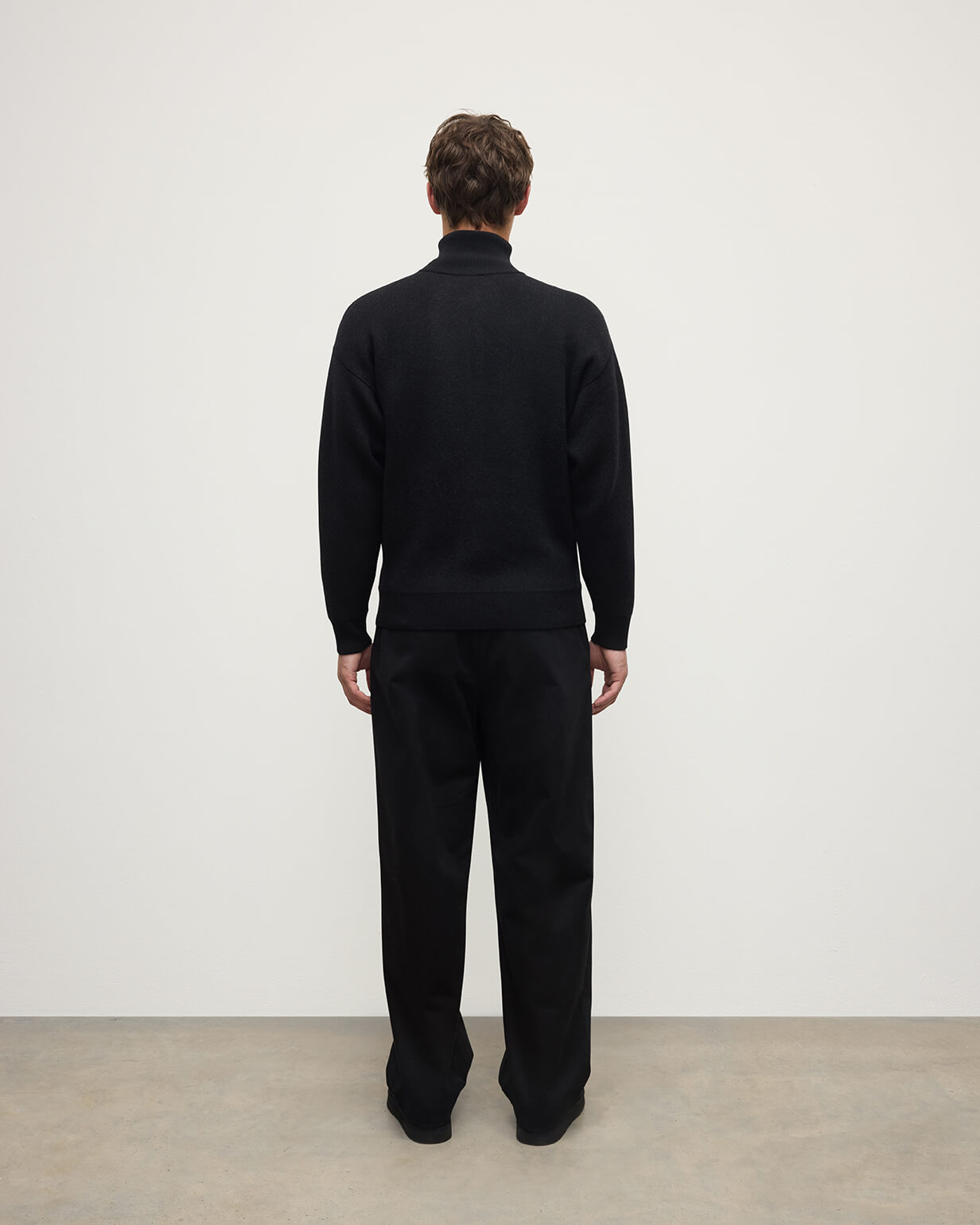 Johnstons of Elgin - Double Face Black Half Zip Jumper