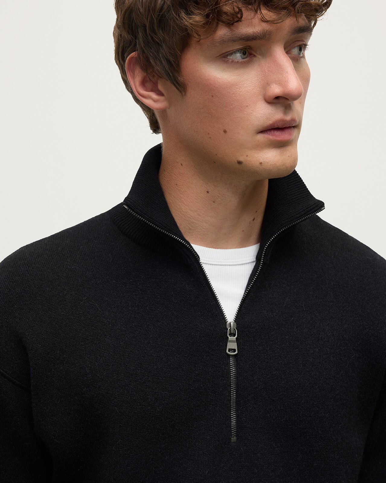 Johnstons of Elgin - Double Face Black Half Zip Jumper