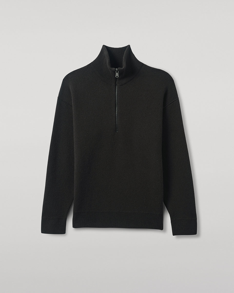 Johnstons of Elgin - Double Face Dark Grey Half Zip Jumper