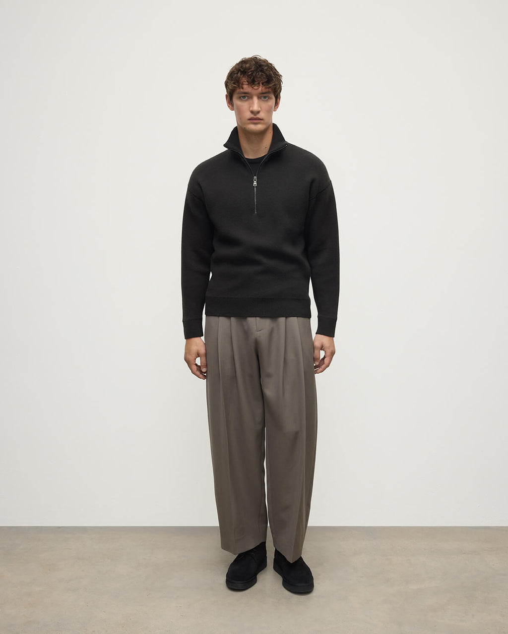 Johnstons of Elgin - Double Face Dark Grey Half Zip Jumper
