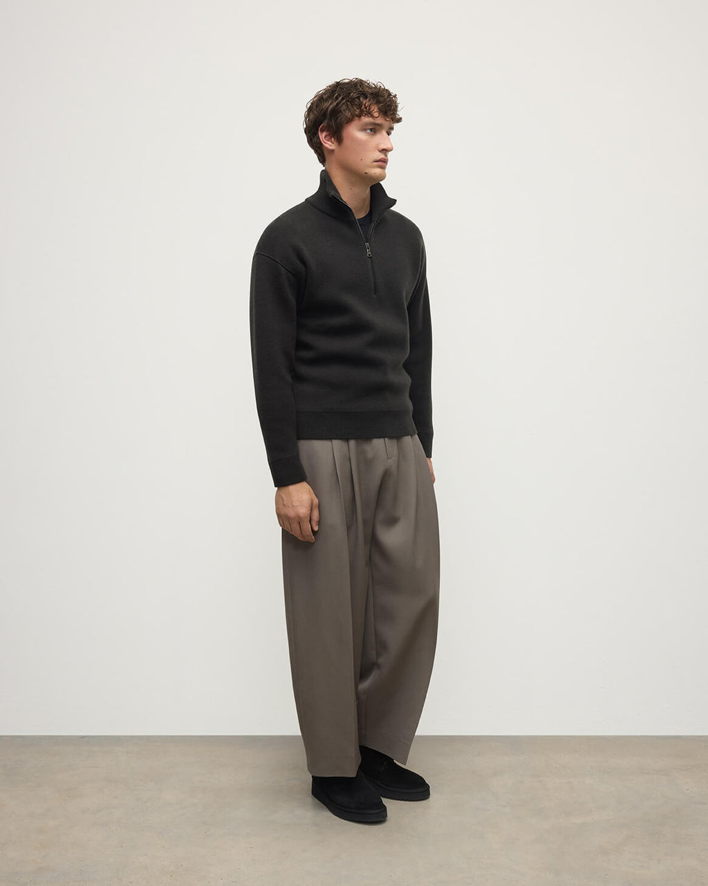 Johnstons of Elgin - Double Face Dark Grey Half Zip Jumper
