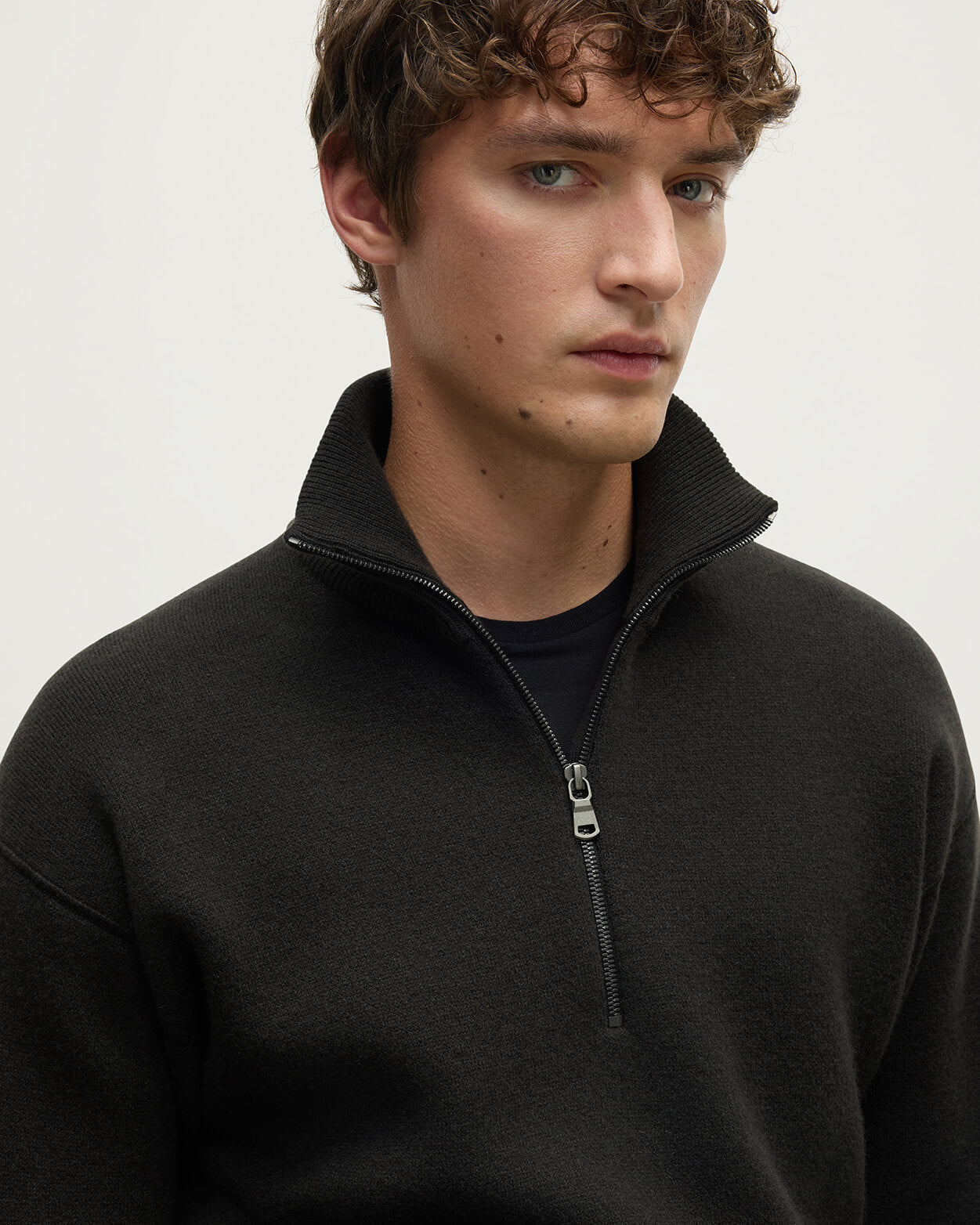 Johnstons of Elgin - Double Face Dark Grey Half Zip Jumper