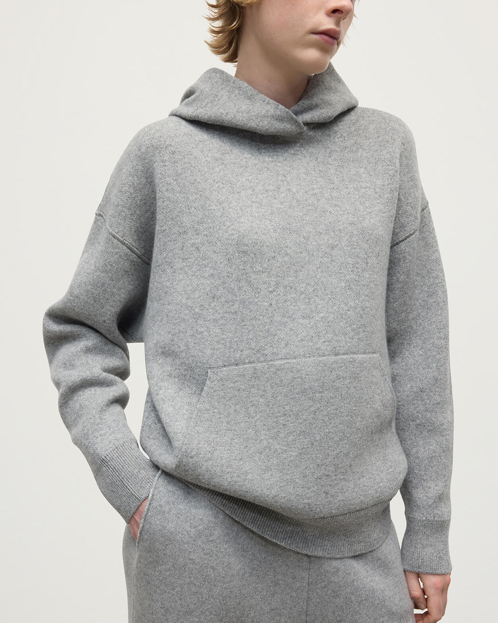 Johnstons of Elgin - Double - Face Light Grey Hoodie