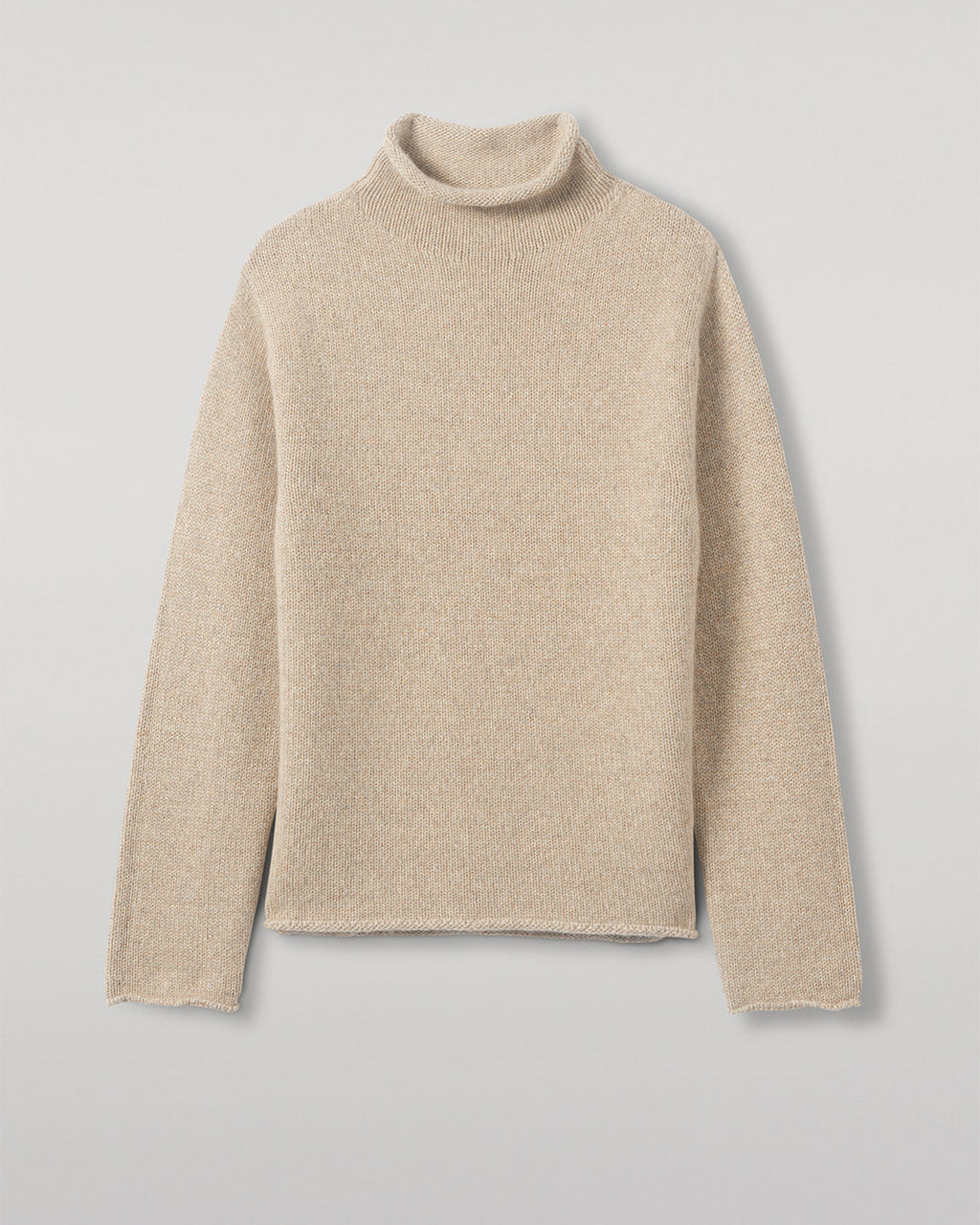 Johnstons of Elgin - Kester Natural Marl Cashmere Funnel Neck Jumper