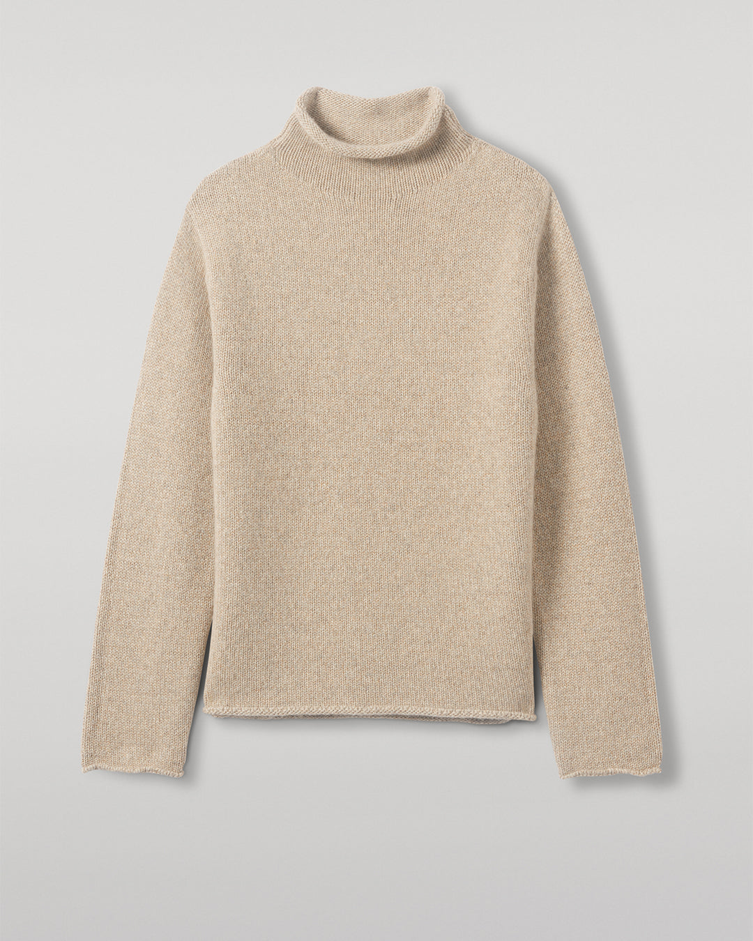 Johnstons of Elgin - Kester Natural Marl Cashmere Funnel Neck Jumper