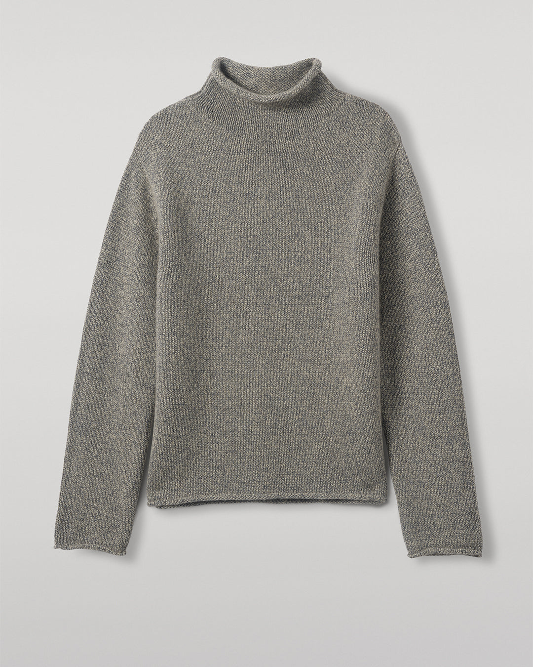 Johnstons of Elgin - Kester Blue Marl Cashmere Funnel Neck Jumper