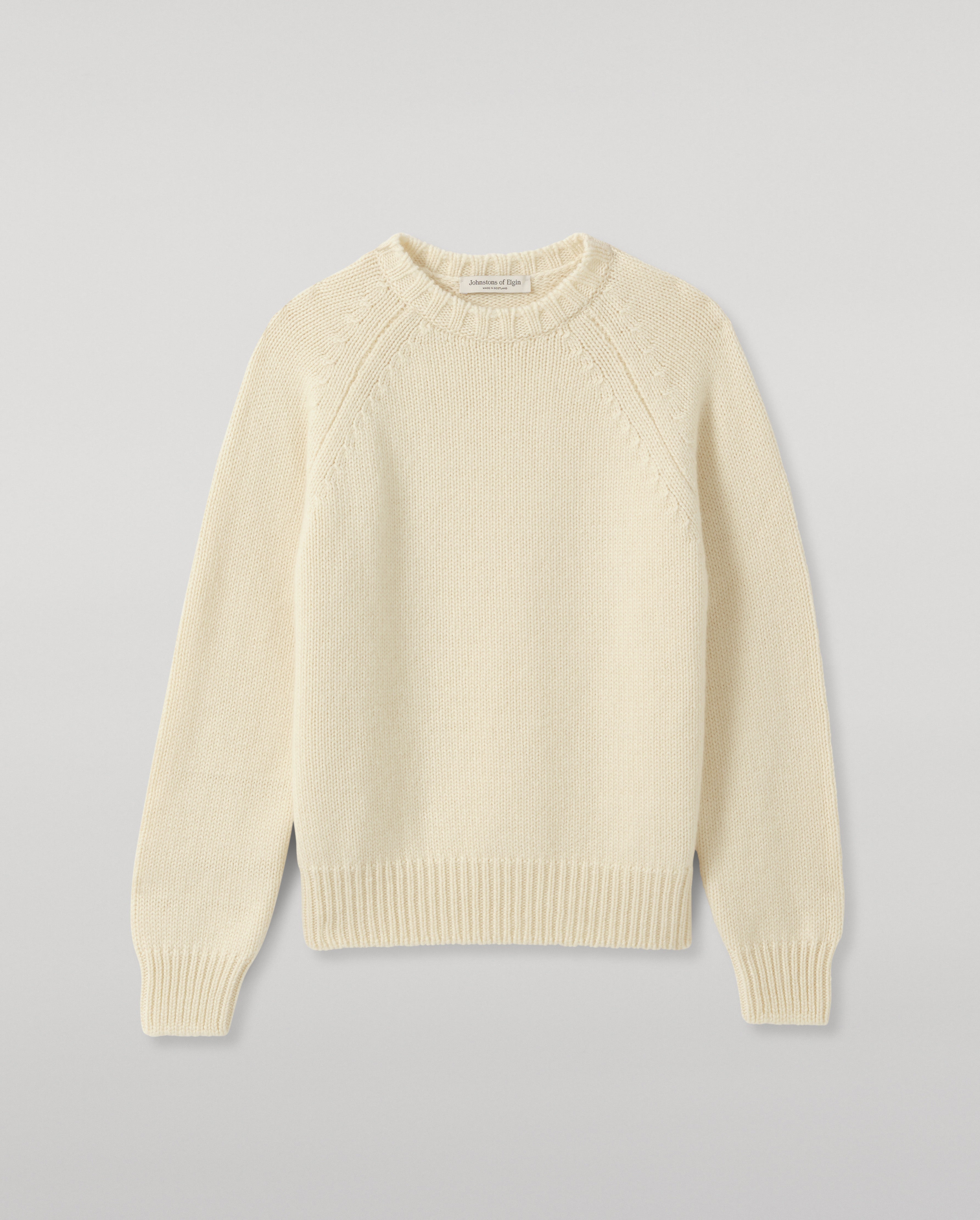 Johnstons of Elgin - Bay White Marl Cashmere & Cotton Jumper