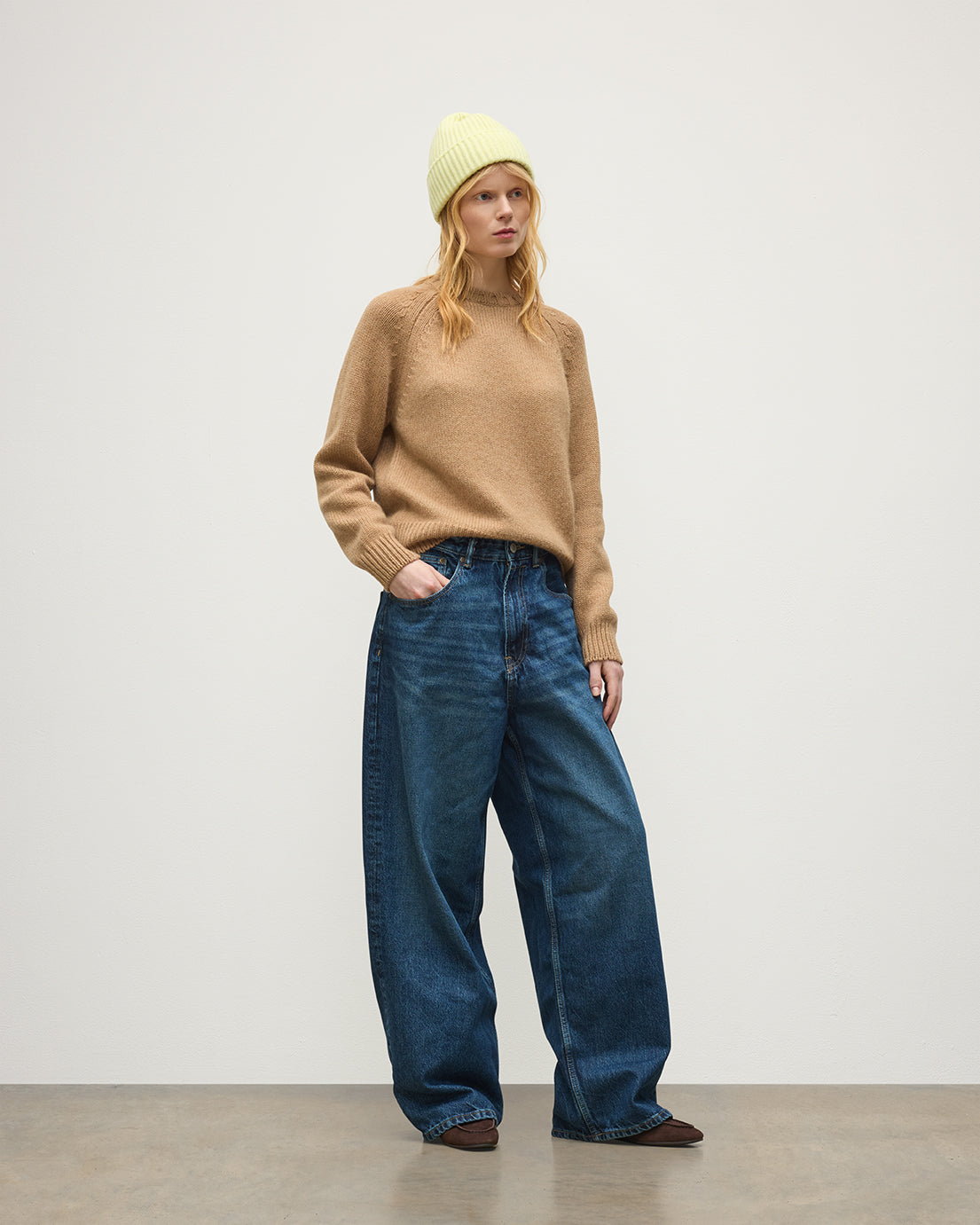 Johnstons of Elgin - Bay Camel Marl Cashmere & Cotton Jumper