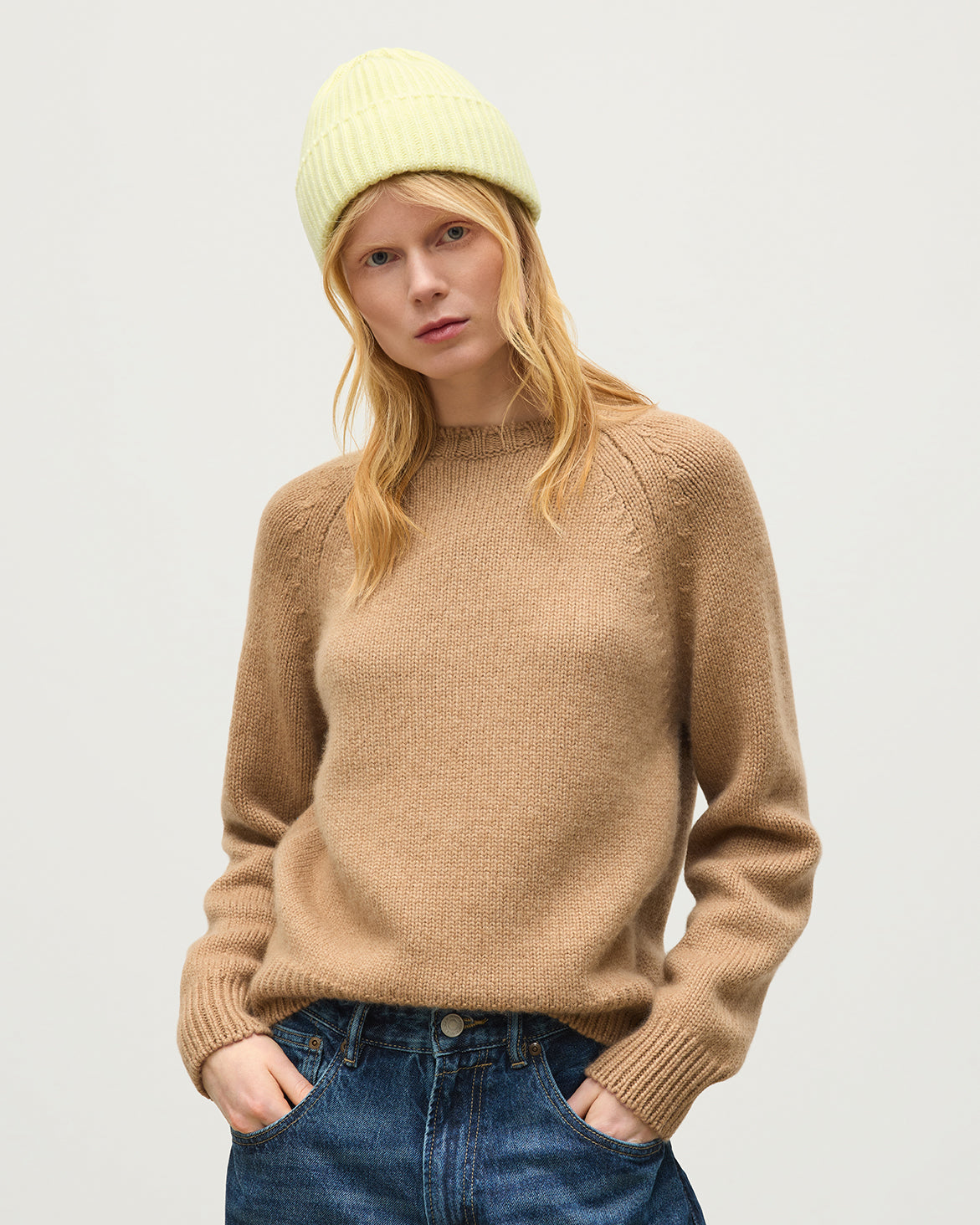 Johnstons of Elgin - Bay Camel Marl Cashmere & Cotton Jumper