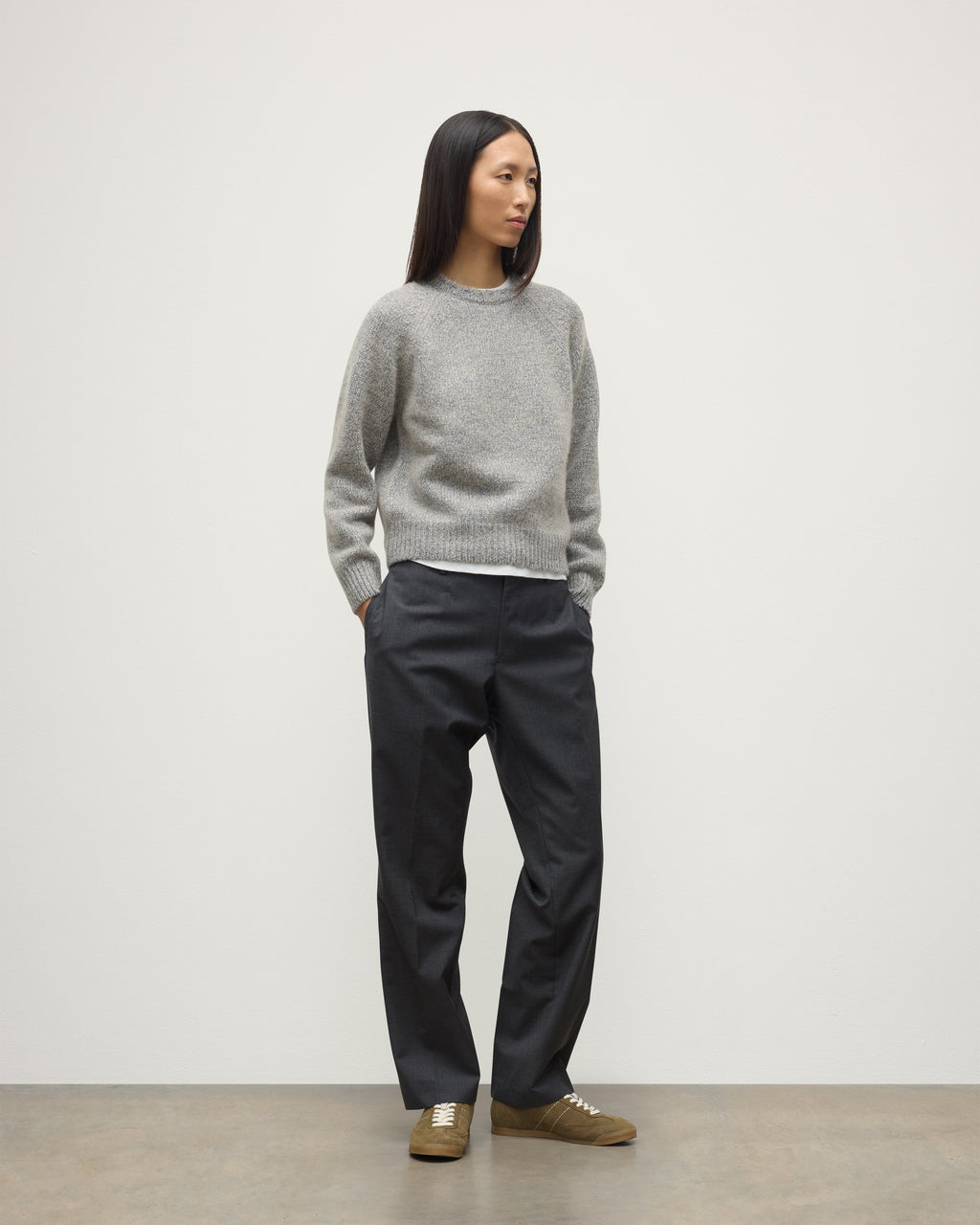 Johnstons of Elgin - Bay Blue Marl Cashmere & Cotton Jumper