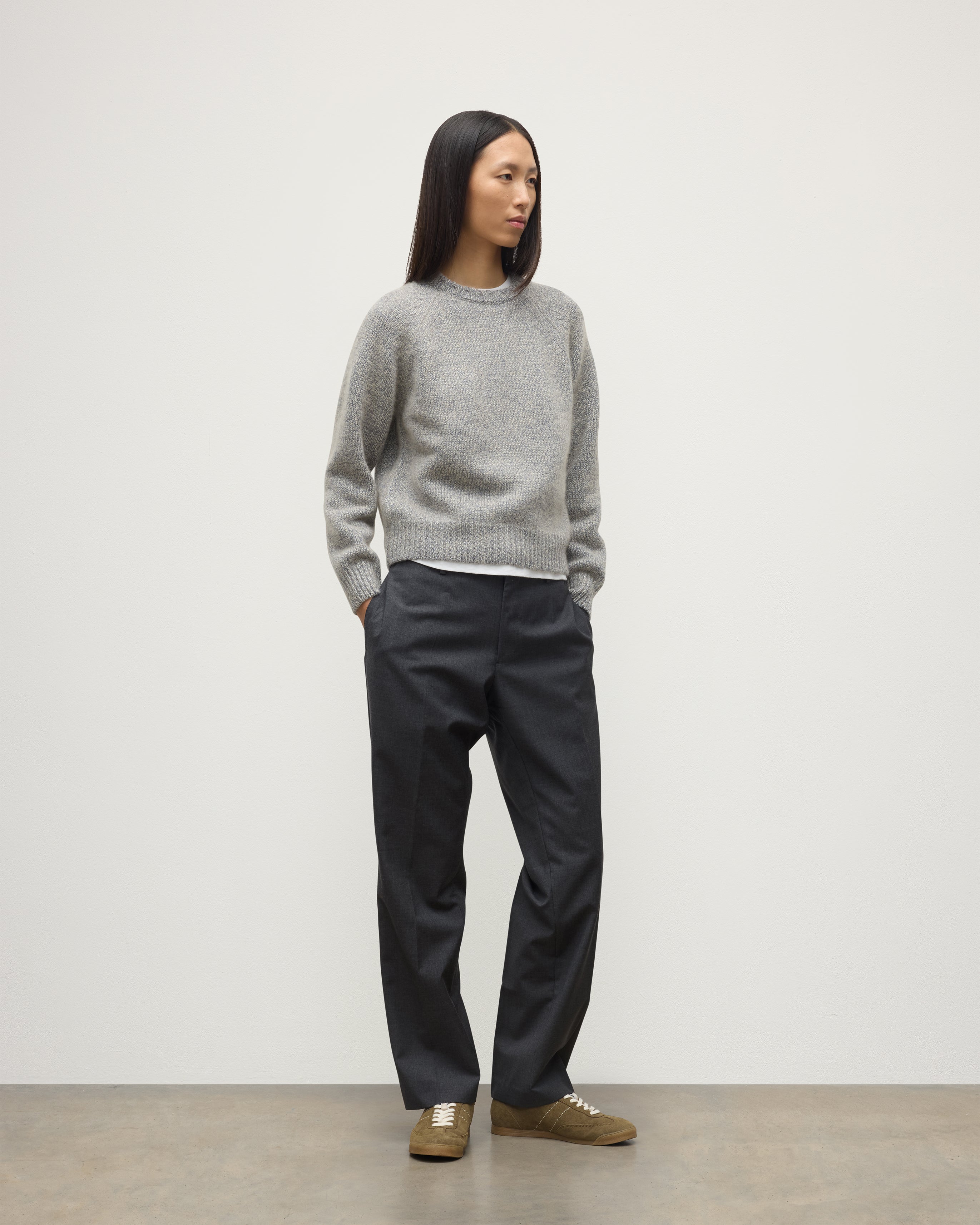 Johnstons of Elgin - Bay Blue Marl Cashmere & Cotton Jumper