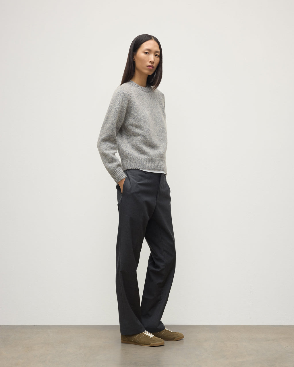 Johnstons of Elgin - Bay Blue Marl Cashmere & Cotton Jumper