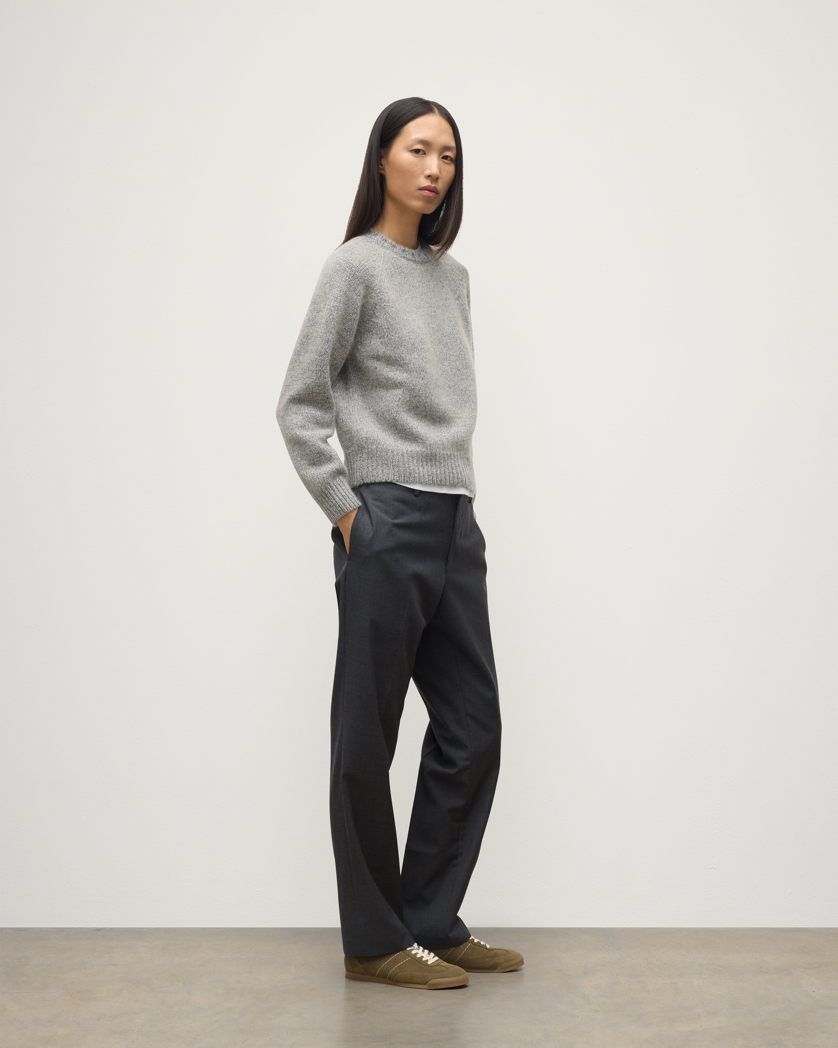 Johnstons of Elgin - Bay Blue Marl Cashmere & Cotton Jumper